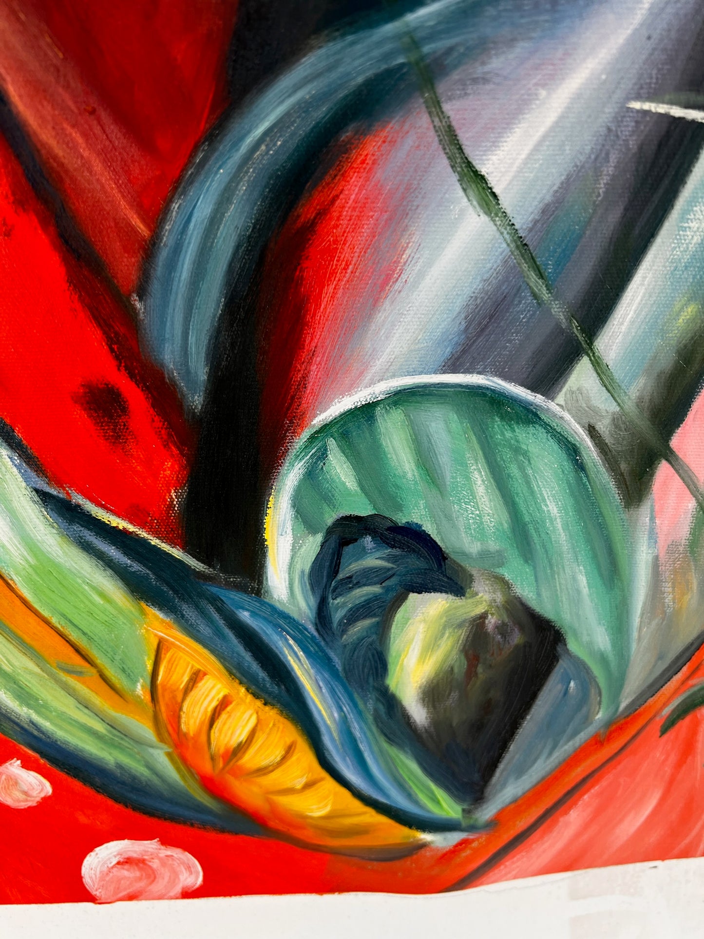 Bajo la lluvia (según Franz Marc) – Óleo sobre lienzo expresionista pintado a mano (64 × 80 cm, entregado enrollado)