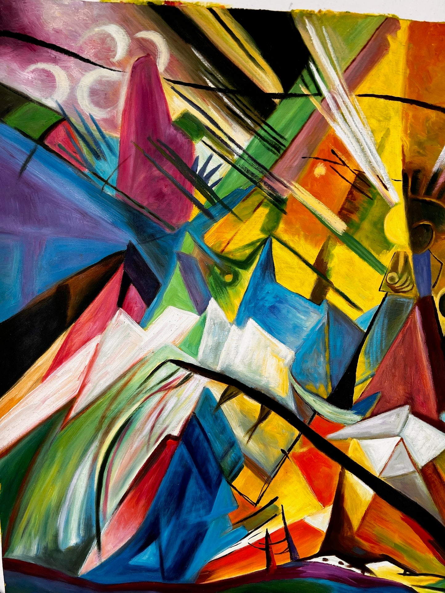 Tirol (según Franz Marc) – Óleo sobre lienzo expresionista pintado a mano (60 × 80 cm, entregado enrollado)