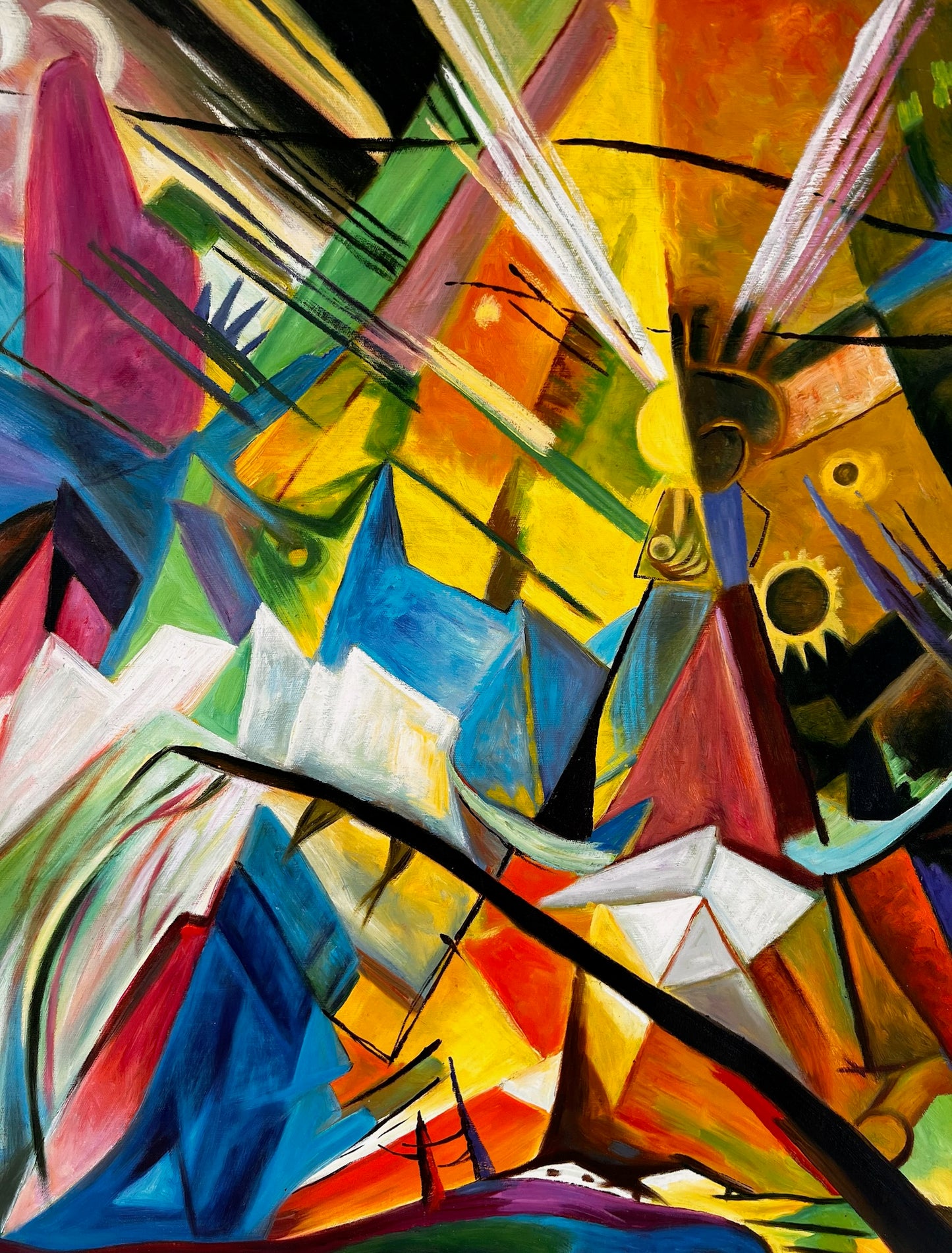 Tirol (según Franz Marc) – Óleo sobre lienzo expresionista pintado a mano (60 × 80 cm, entregado enrollado)