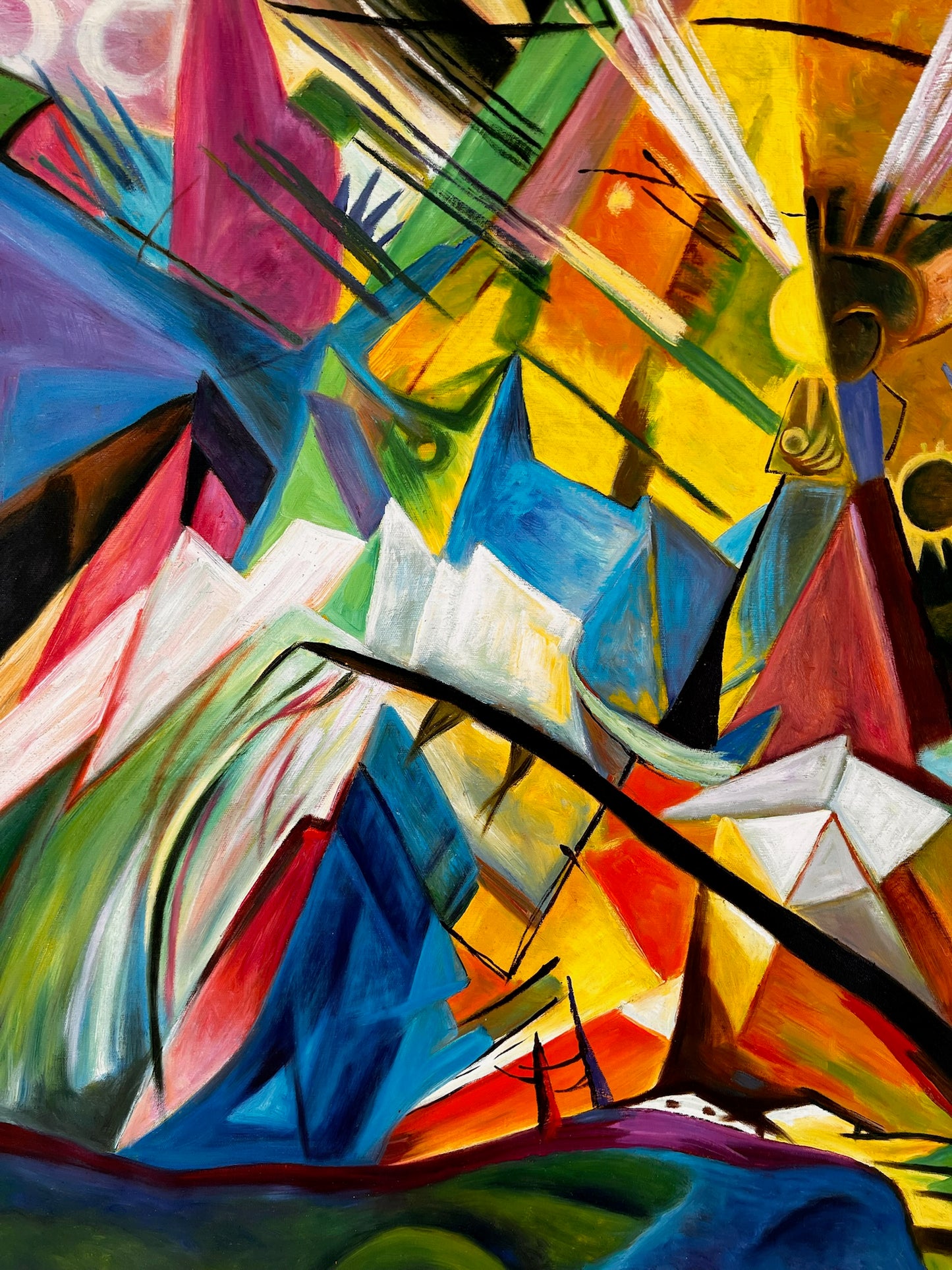 Tirol (según Franz Marc) – Óleo sobre lienzo expresionista pintado a mano (60 × 80 cm, entregado enrollado)