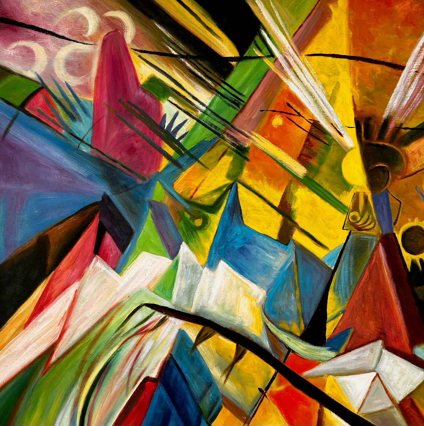 Tirol (según Franz Marc) – Óleo sobre lienzo expresionista pintado a mano (60 × 80 cm, entregado enrollado)