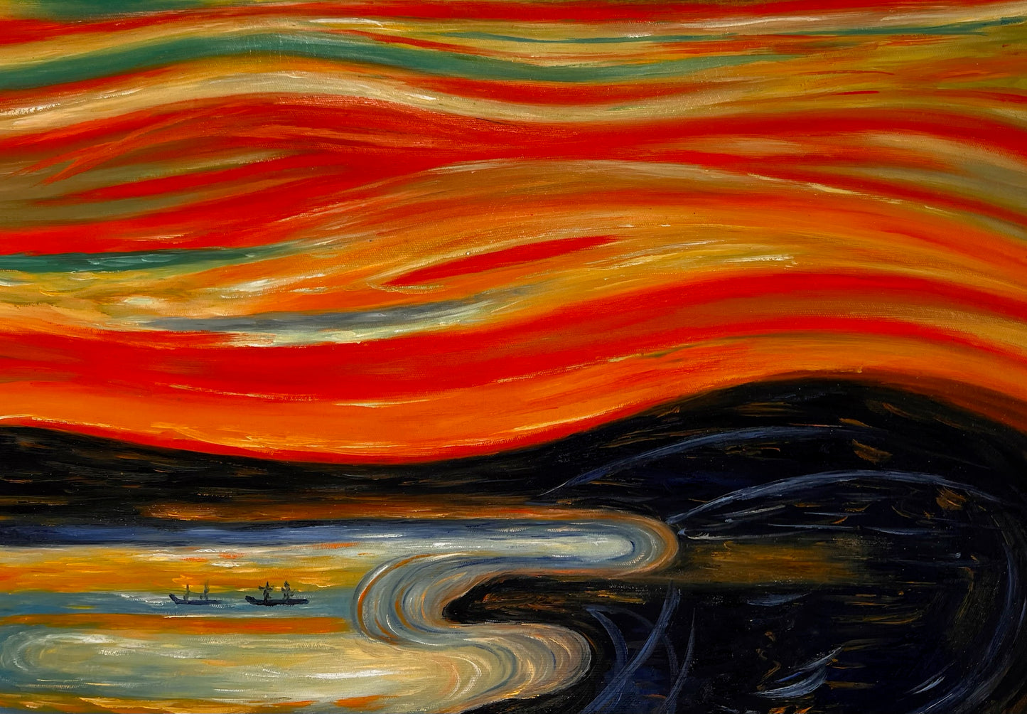 El Grito (de Edvard Munch) – Pintura al óleo expresionista pintada a mano sobre lienzo (entregada enrollada)