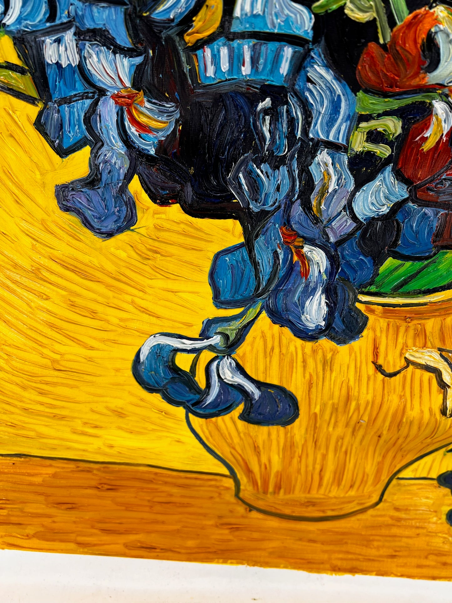 Vincent van Gogh – Jarrón con lirios – Pintura al óleo postimpresionista pintada a mano sobre lienzo (92 × 73,5 cm)
