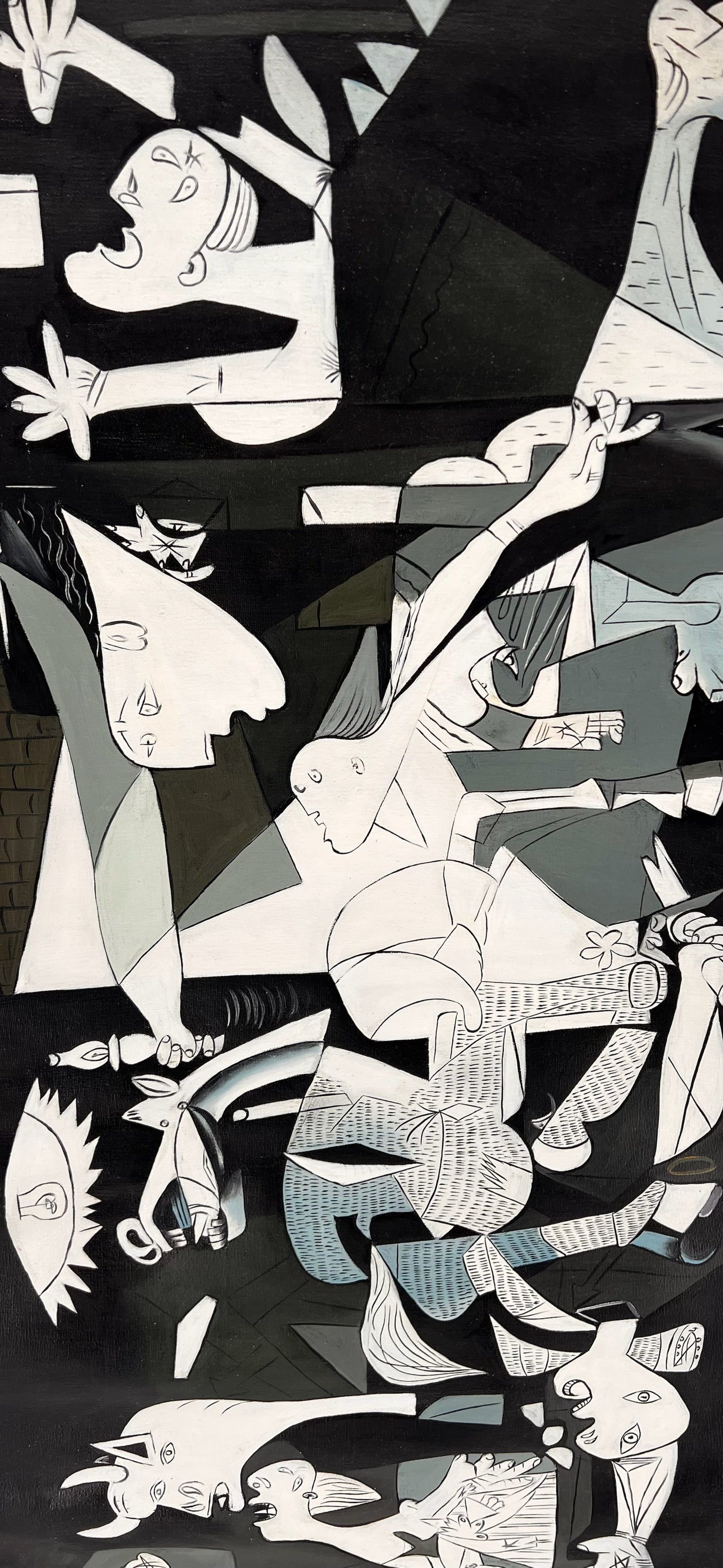 Guernica – Pintura al óleo cubista pintada a mano sobre lienzo (50 × 100 cm)