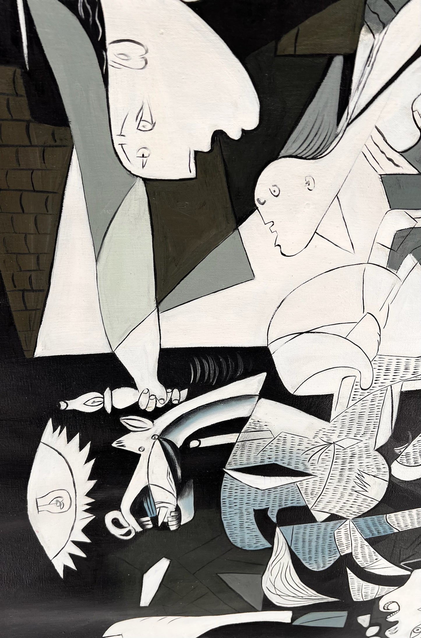 Guernica – Pintura al óleo cubista pintada a mano sobre lienzo (50 × 100 cm)