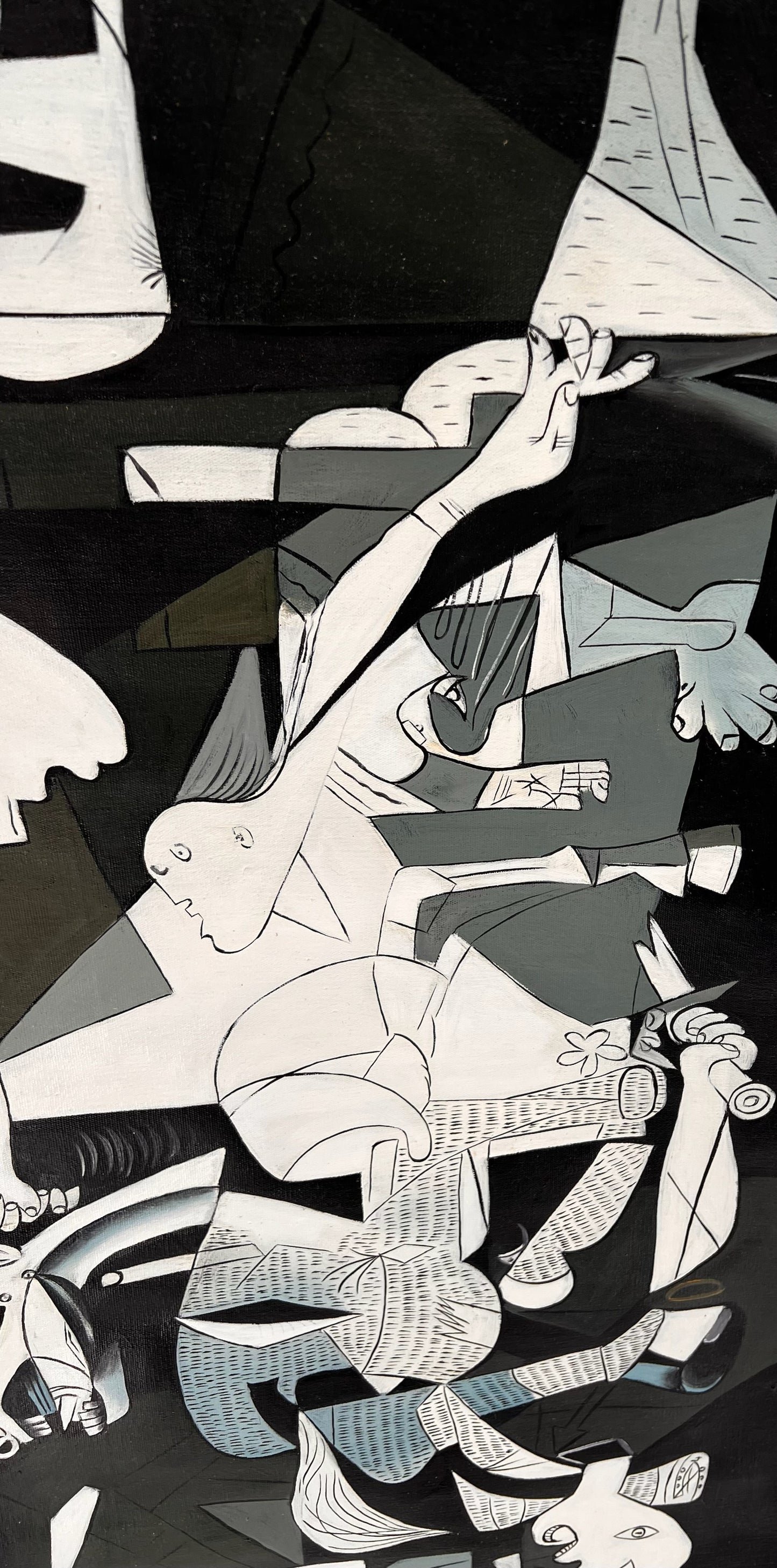 Guernica – Pintura al óleo cubista pintada a mano sobre lienzo (50 × 100 cm)