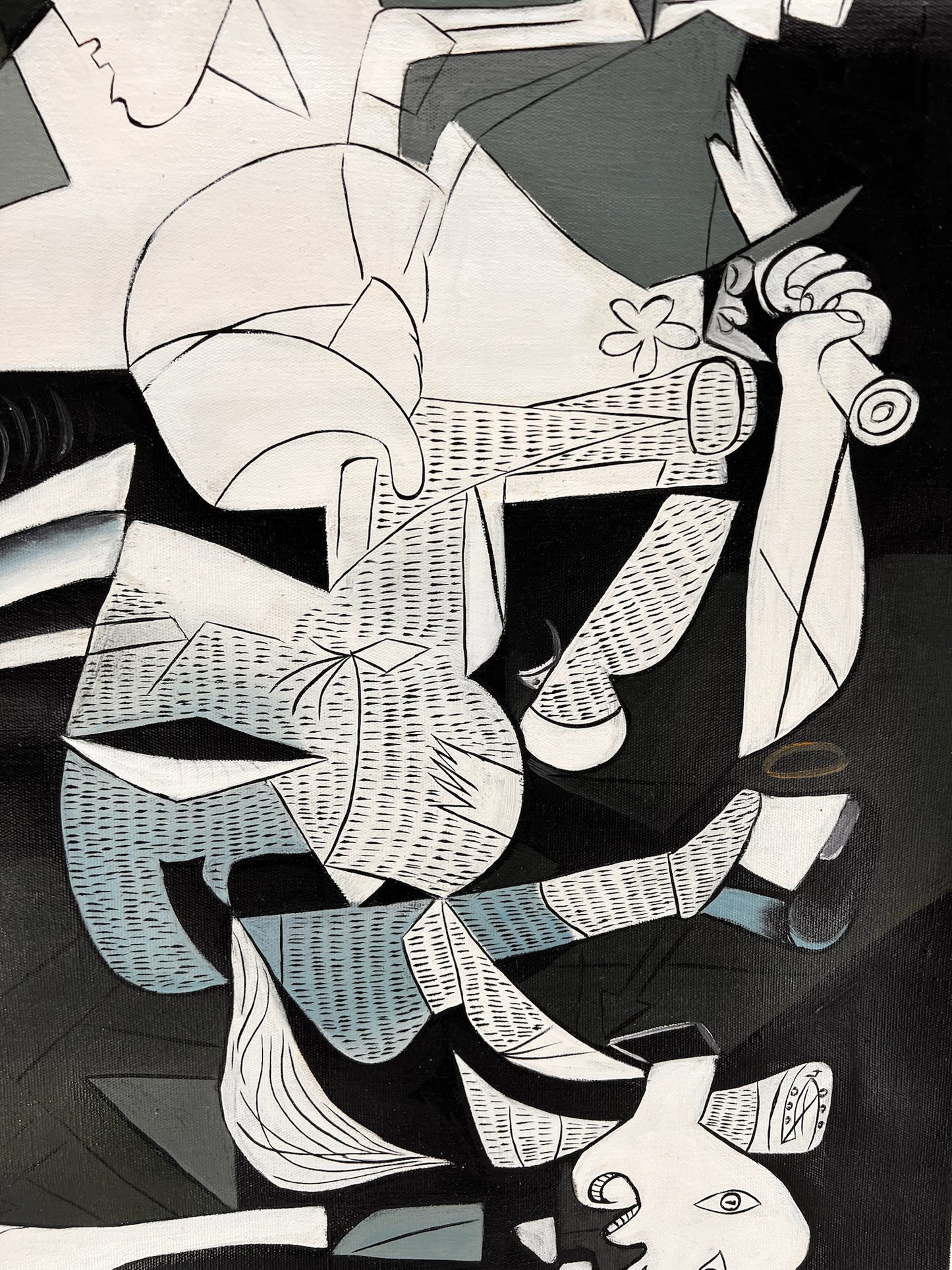 Guernica – Pintura al óleo cubista pintada a mano sobre lienzo (50 × 100 cm)