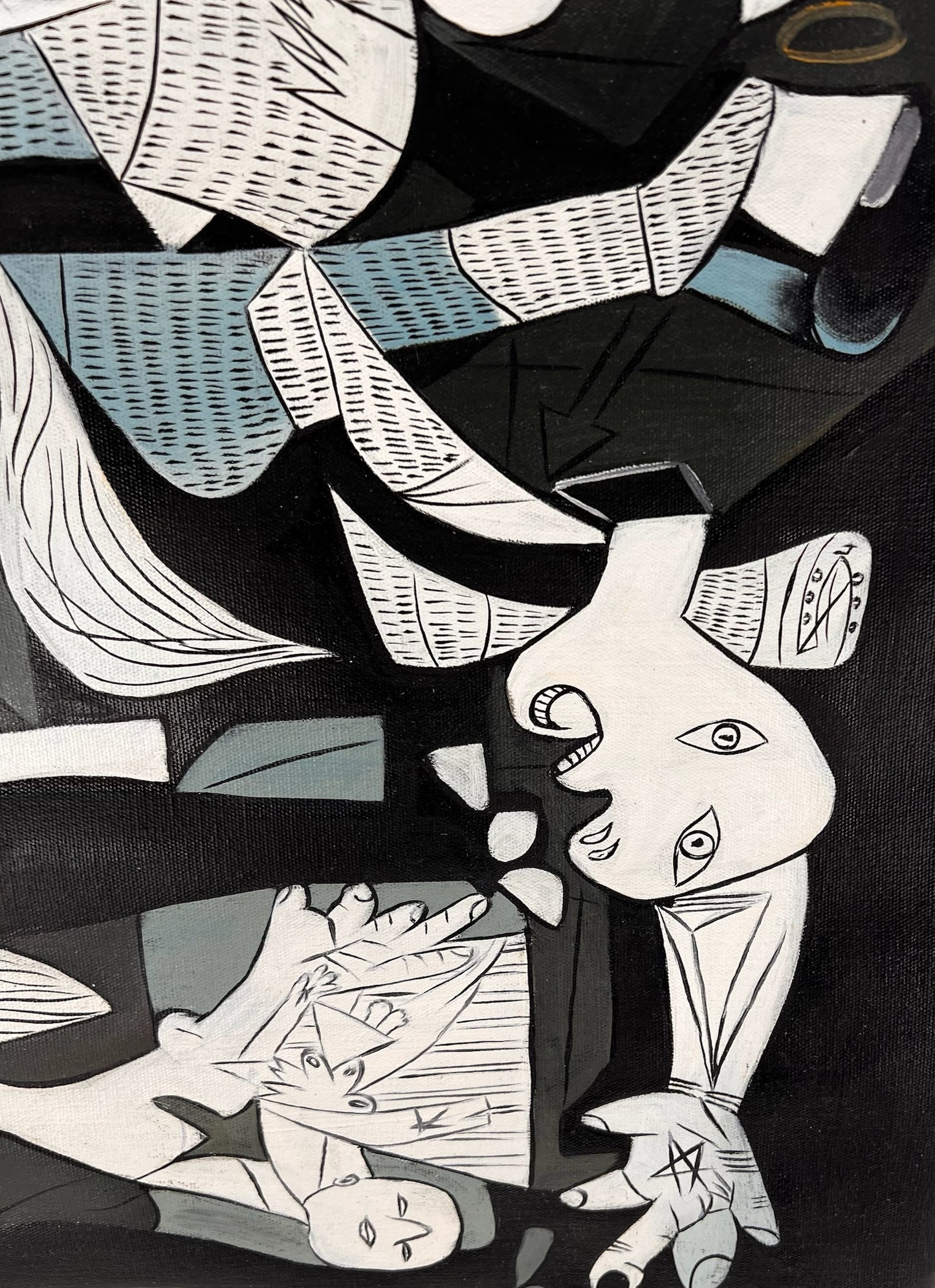 Guernica – Pintura al óleo cubista pintada a mano sobre lienzo (50 × 100 cm)
