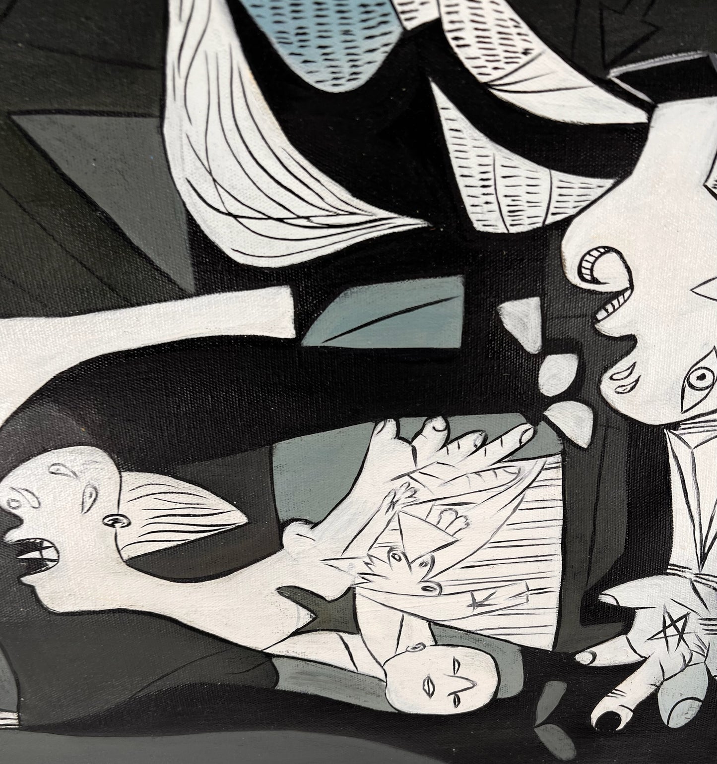 Guernica – Pintura al óleo cubista pintada a mano sobre lienzo (50 × 100 cm)
