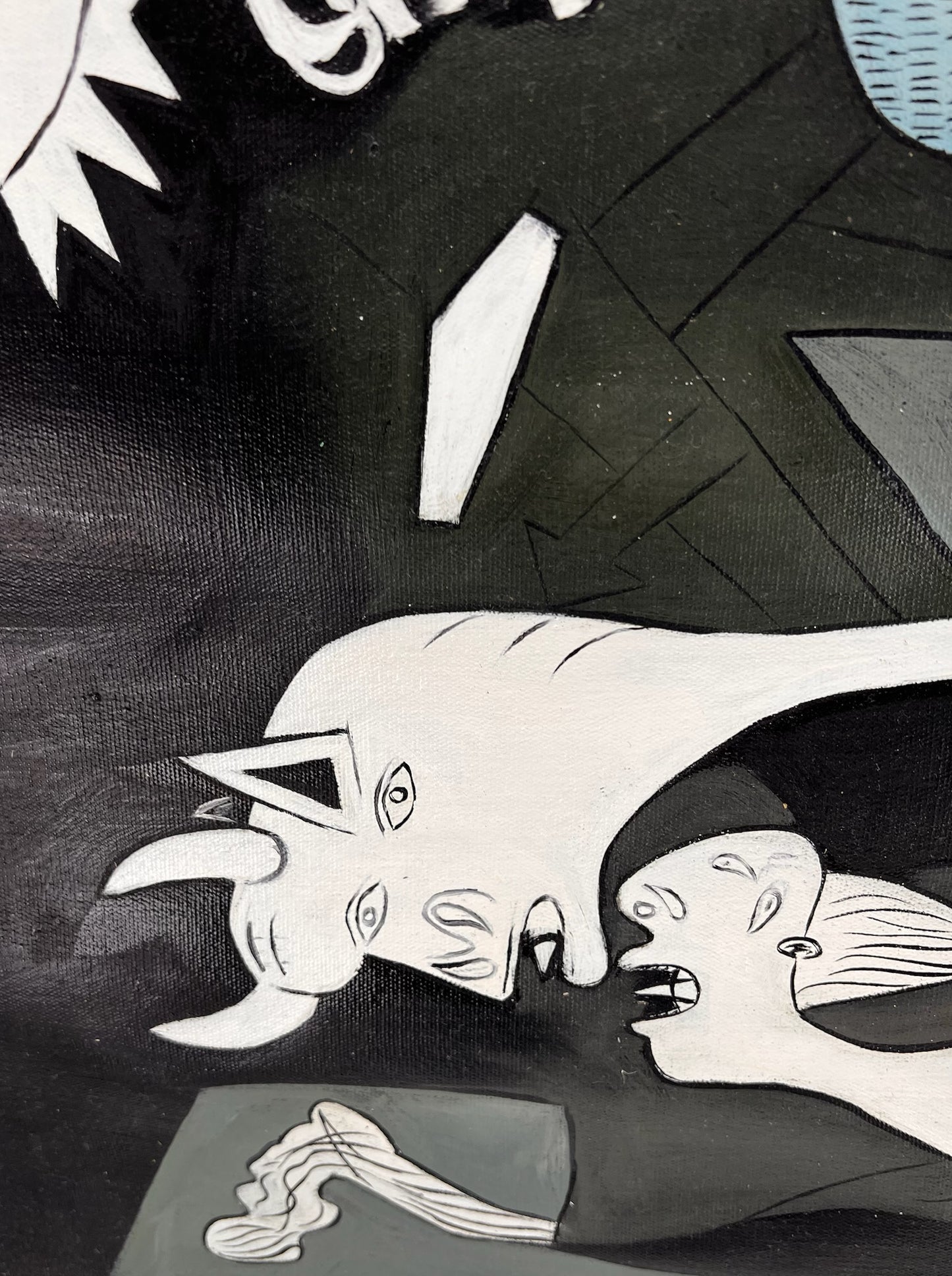Guernica – Pintura al óleo cubista pintada a mano sobre lienzo (50 × 100 cm)
