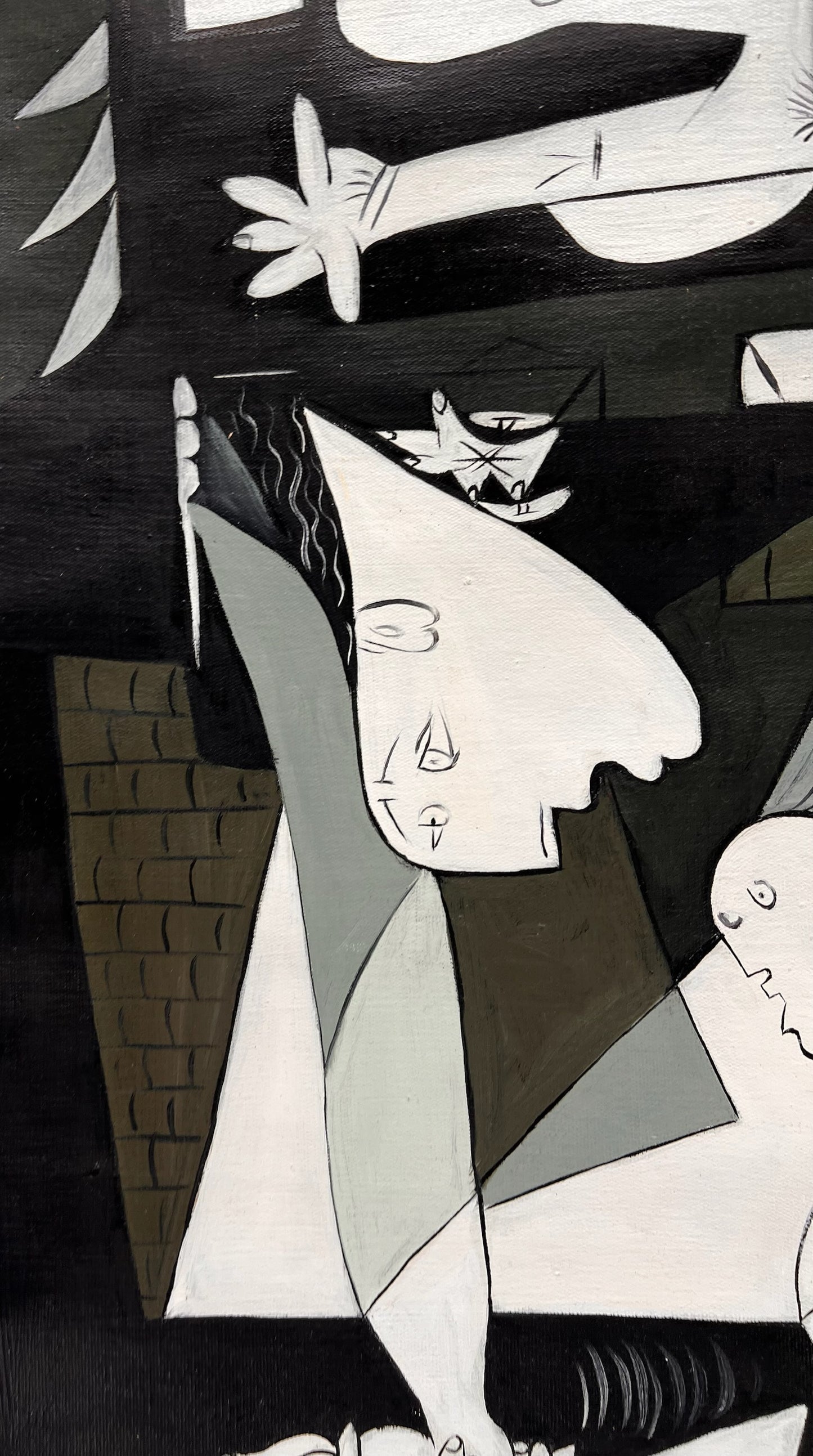 Guernica – Pintura al óleo cubista pintada a mano sobre lienzo (50 × 100 cm)