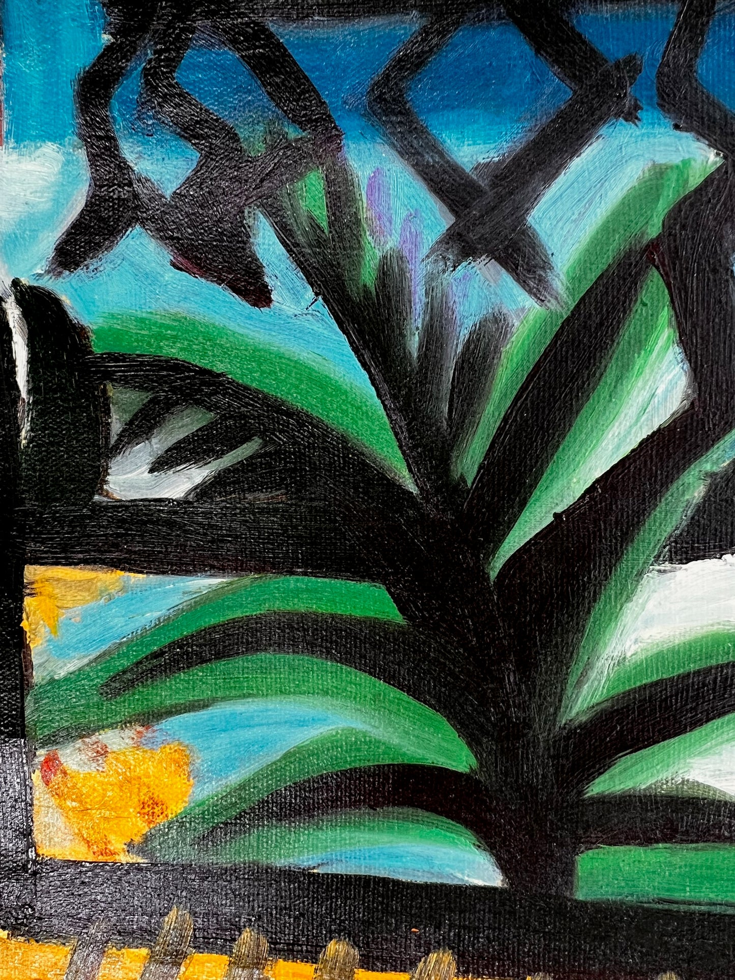 Côte d’Azur – Pintura al óleo cubista pintada a mano sobre lienzo (60 × 80 cm)