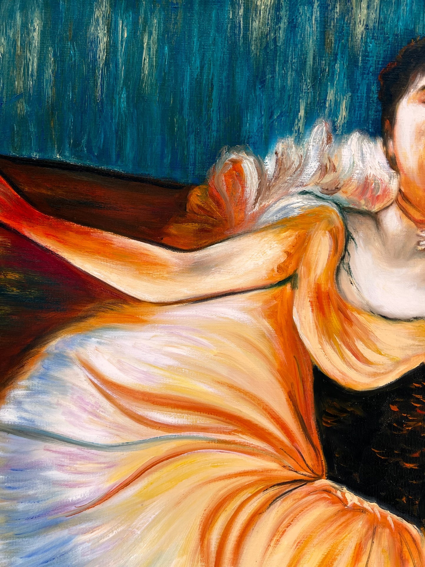 Bailarina – Pintura al óleo impresionista pintada a mano sobre lienzo (60 × 80 cm)