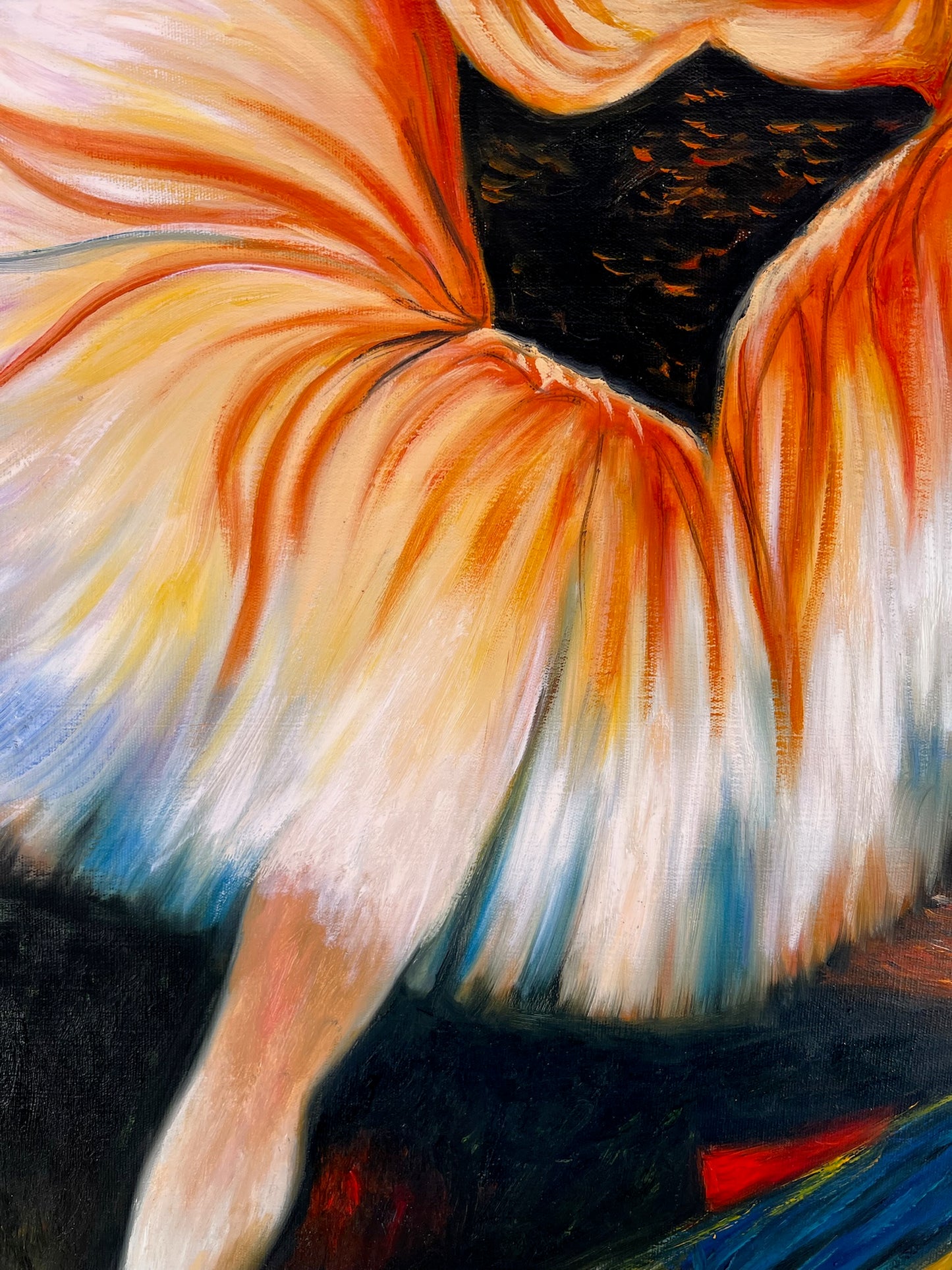 Bailarina – Pintura al óleo impresionista pintada a mano sobre lienzo (60 × 80 cm)