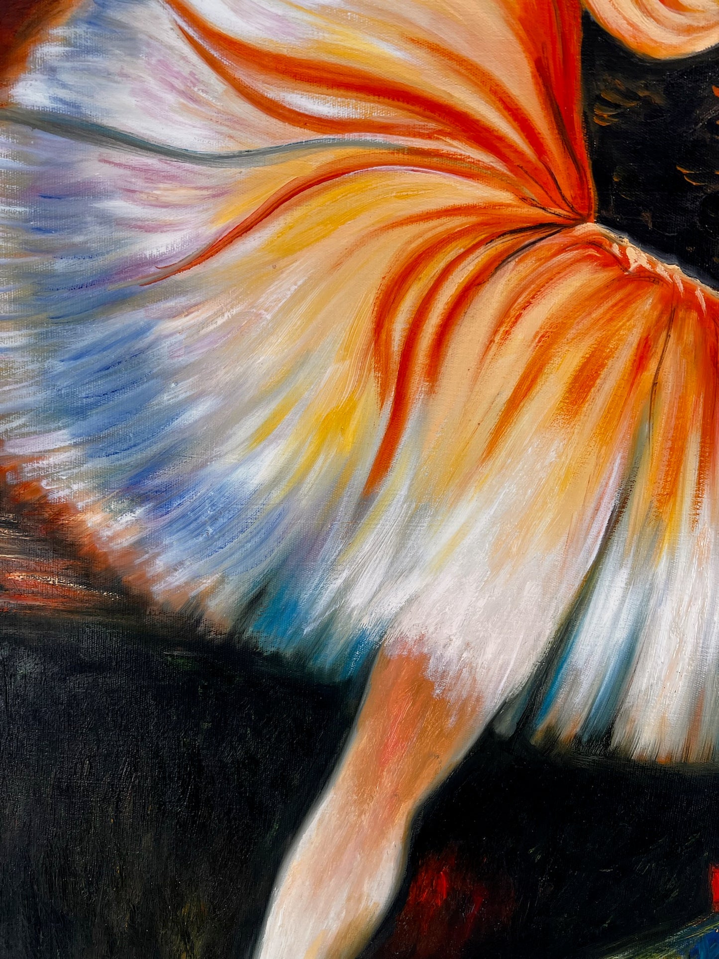 Bailarina – Pintura al óleo impresionista pintada a mano sobre lienzo (60 × 80 cm)