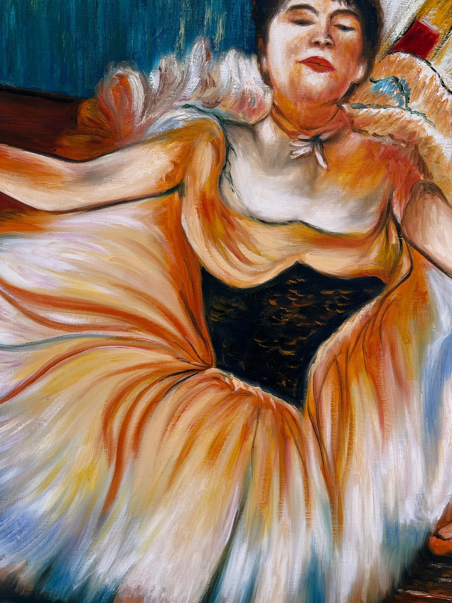 Bailarina – Pintura al óleo impresionista pintada a mano sobre lienzo (60 × 80 cm)