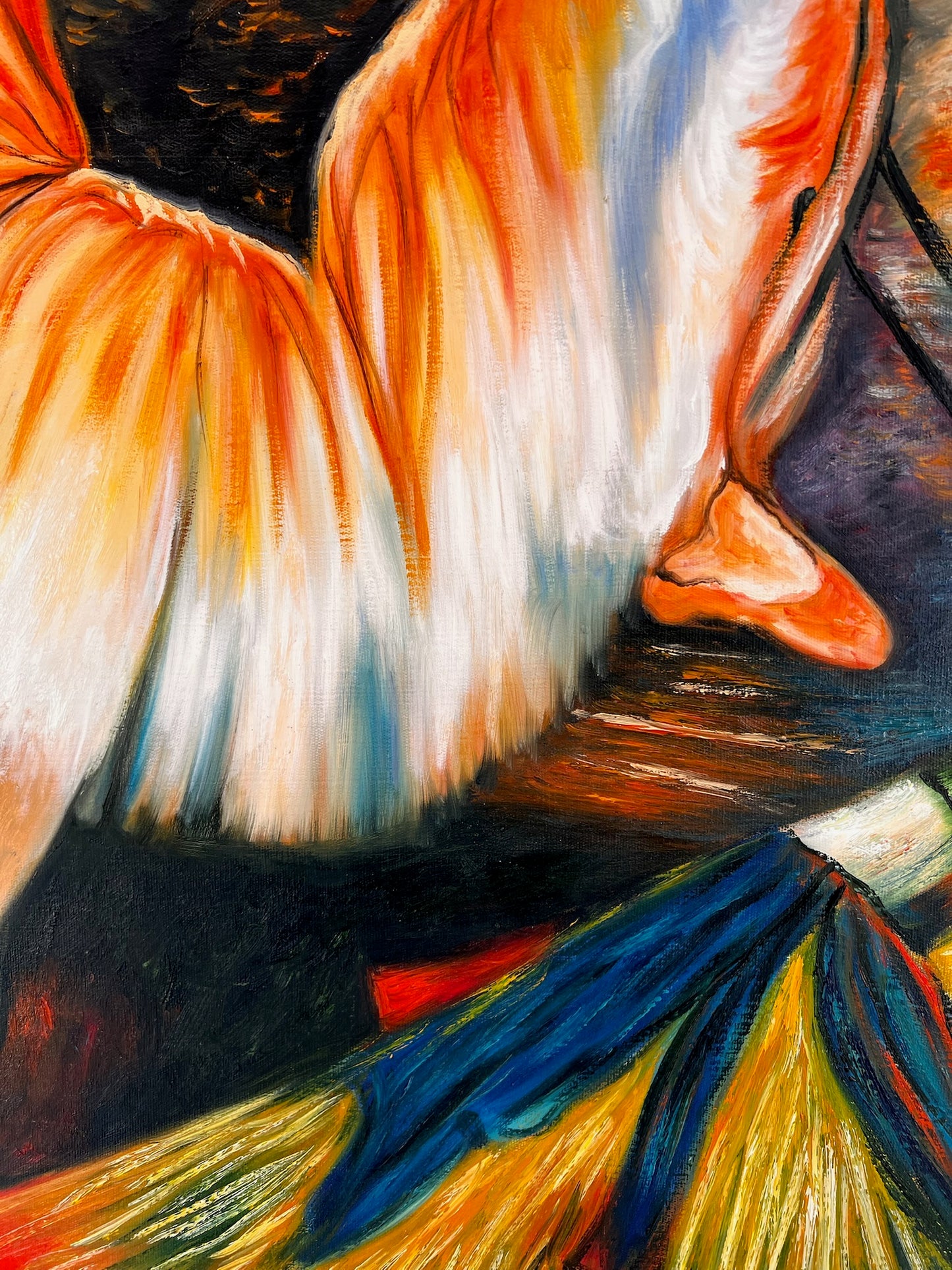 Bailarina – Pintura al óleo impresionista pintada a mano sobre lienzo (60 × 80 cm)