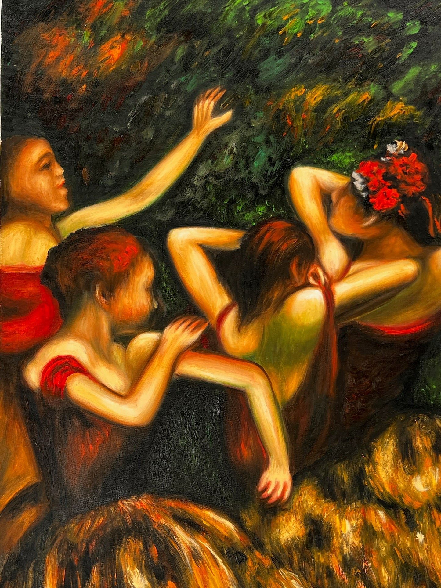 Los Bailarines a la Luz del Sol – Pintura al Óleo Impresionista Pintada a Mano en Lienzo (60 × 80 cm)