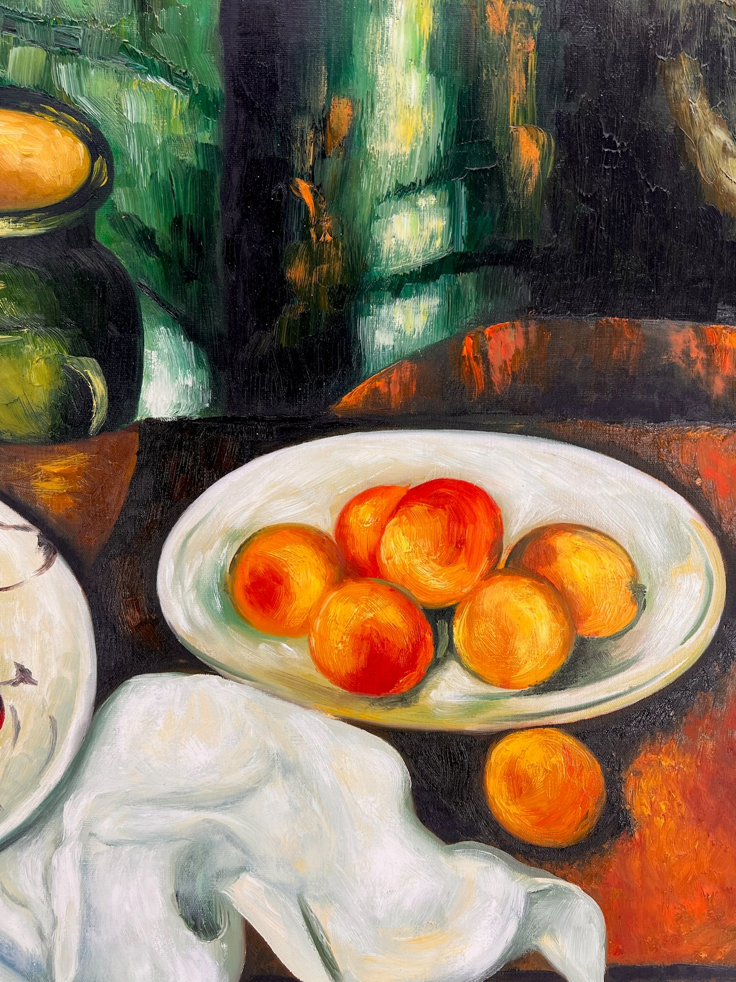 Cézanne – Bayas y frutas – óleo sobre lienzo pintado a mano (164 × 80 cm) – enmarcado en lienzo