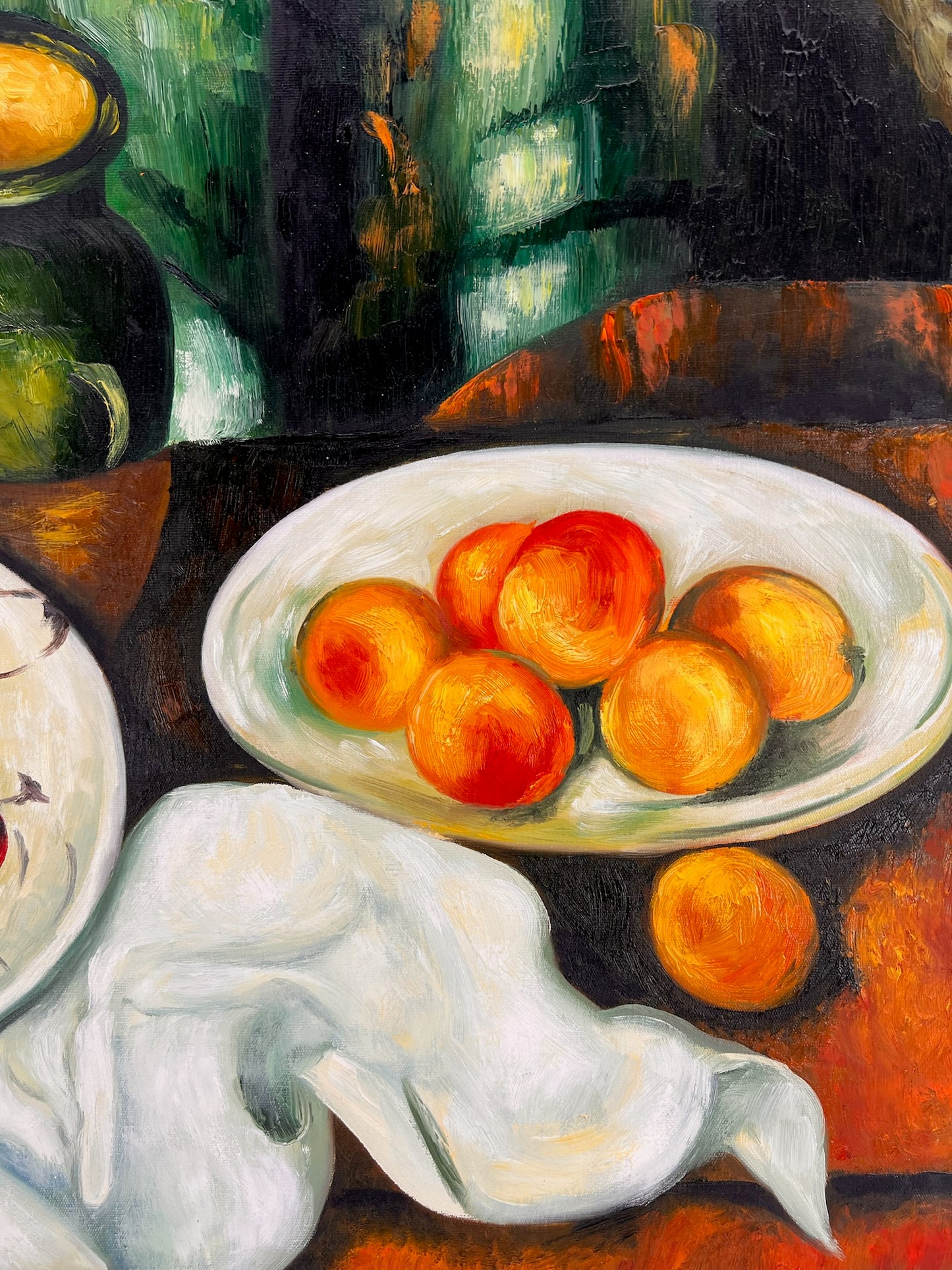Cézanne – Bayas y frutas – óleo sobre lienzo pintado a mano (164 × 80 cm) – enmarcado en lienzo