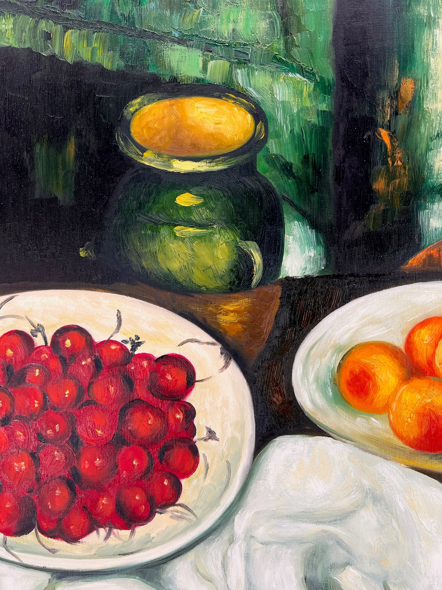 Cézanne – Bayas y frutas – óleo sobre lienzo pintado a mano (164 × 80 cm) – enmarcado en lienzo