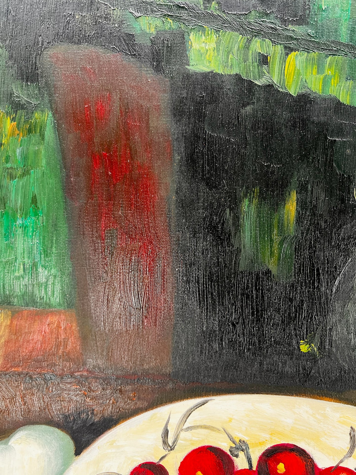 Cézanne – Bayas y frutas – óleo sobre lienzo pintado a mano (164 × 80 cm) – enmarcado en lienzo