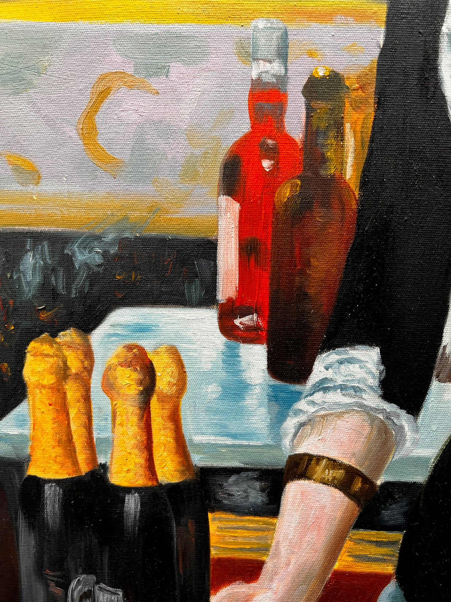 Un Bar aux Folies-Bergère – Pintura al óleo impresionista pintada a mano sobre lienzo (64 × 80 cm)