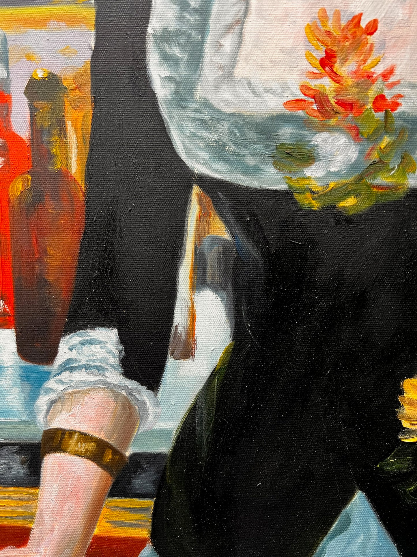 Un Bar aux Folies-Bergère – Pintura al óleo impresionista pintada a mano sobre lienzo (64 × 80 cm)