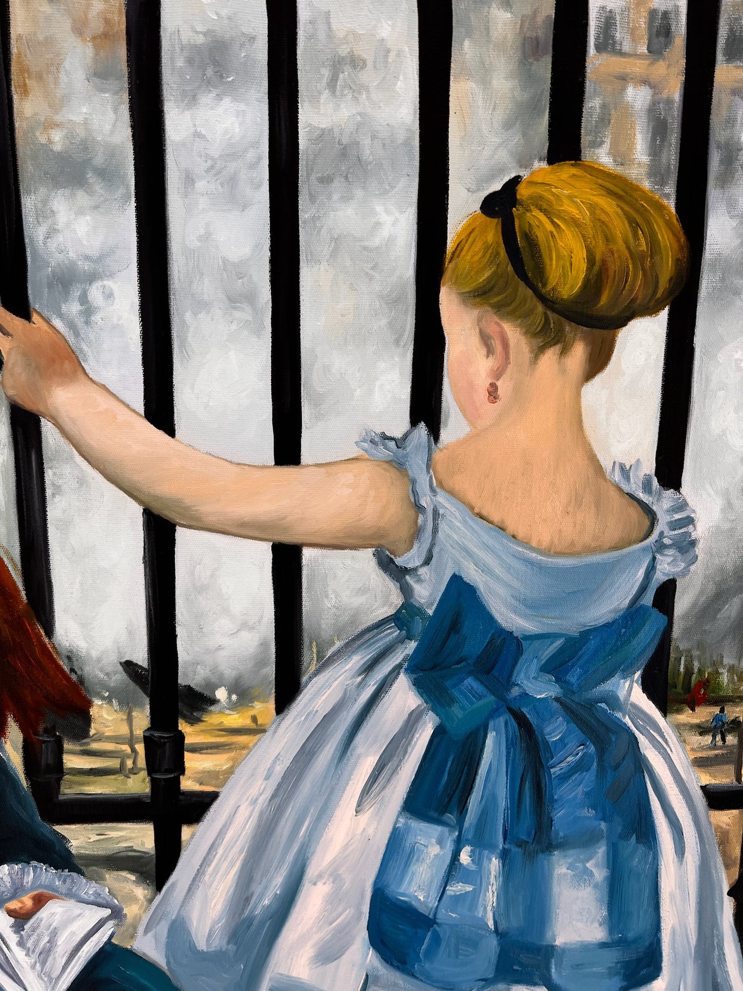 El Ferrocarril (Manet) – Pintura al Óleo Impresionista Pintada a Mano sobre Lienzo (64 × 80 cm)