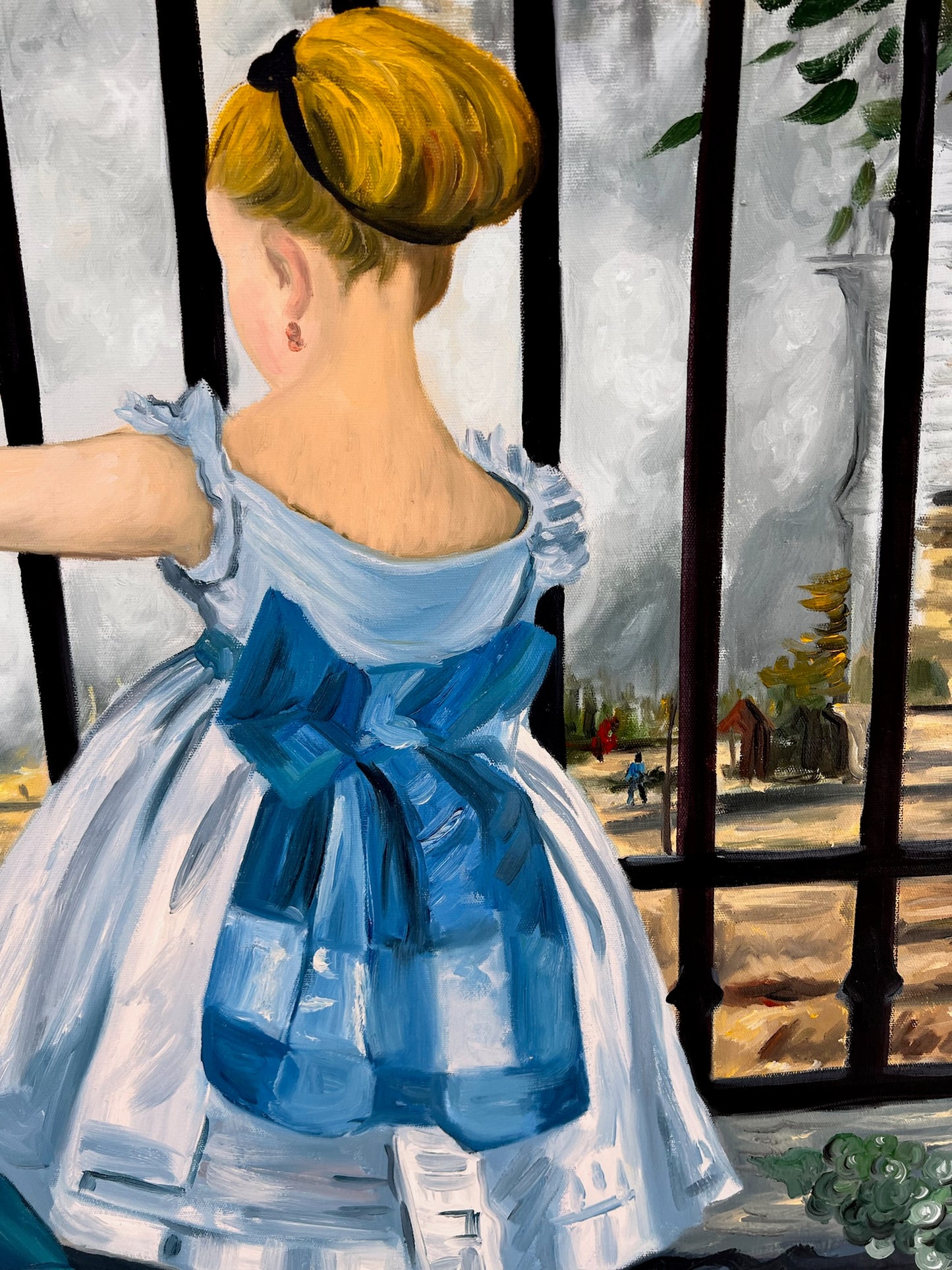 El Ferrocarril (Manet) – Pintura al Óleo Impresionista Pintada a Mano sobre Lienzo (64 × 80 cm)