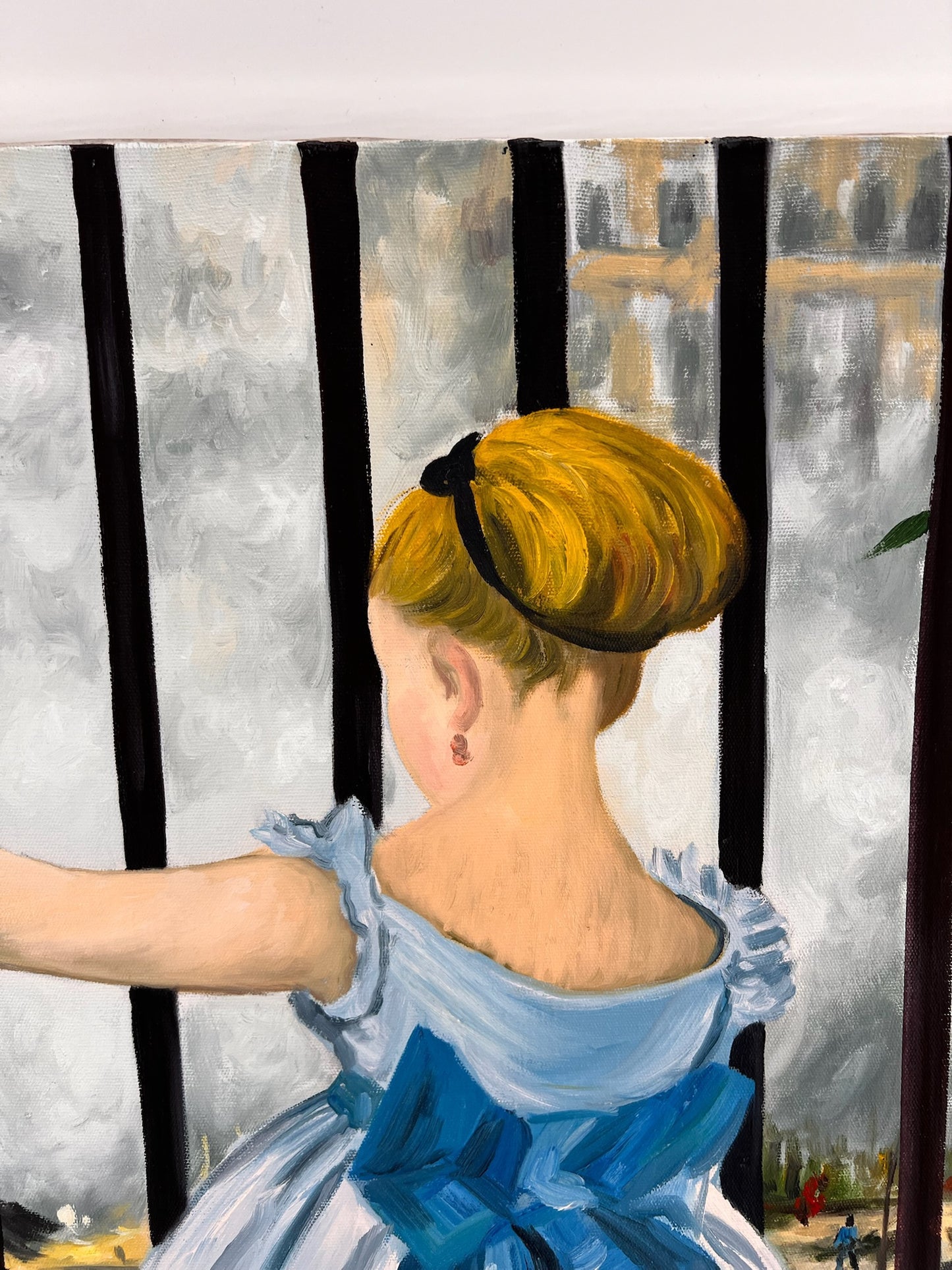 El Ferrocarril (Manet) – Pintura al Óleo Impresionista Pintada a Mano sobre Lienzo (64 × 80 cm)