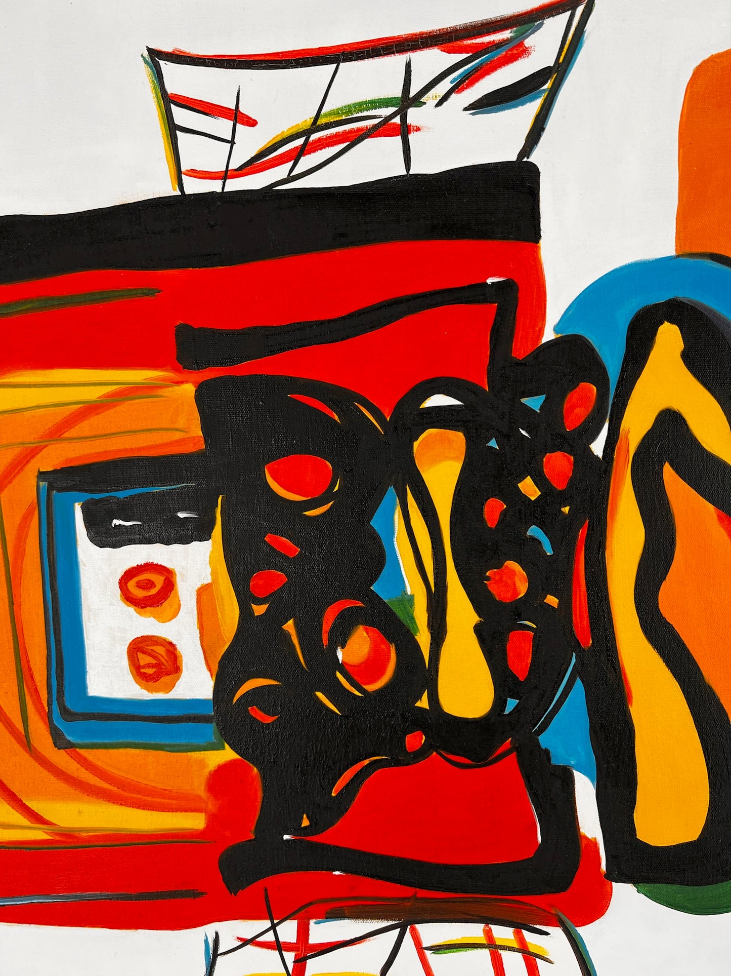 Composición abstracta (según Wassily Kandinsky) – Pintura abstracta moderna al óleo sobre lienzo (60 × 80 cm, enmarcada)