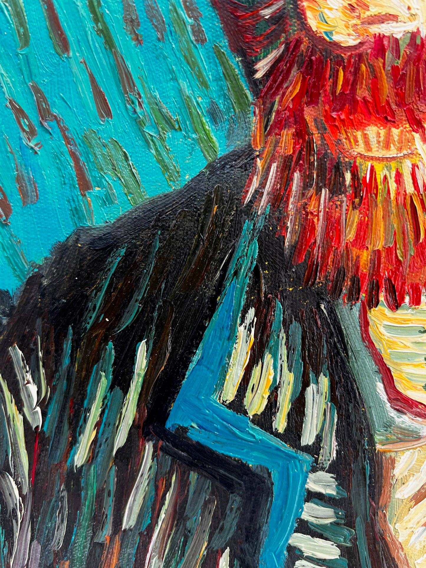 Pintura al óleo pintada a mano al estilo de Van Gogh: Autorretrato con sombrero de fieltro gris (54 × 65 cm)