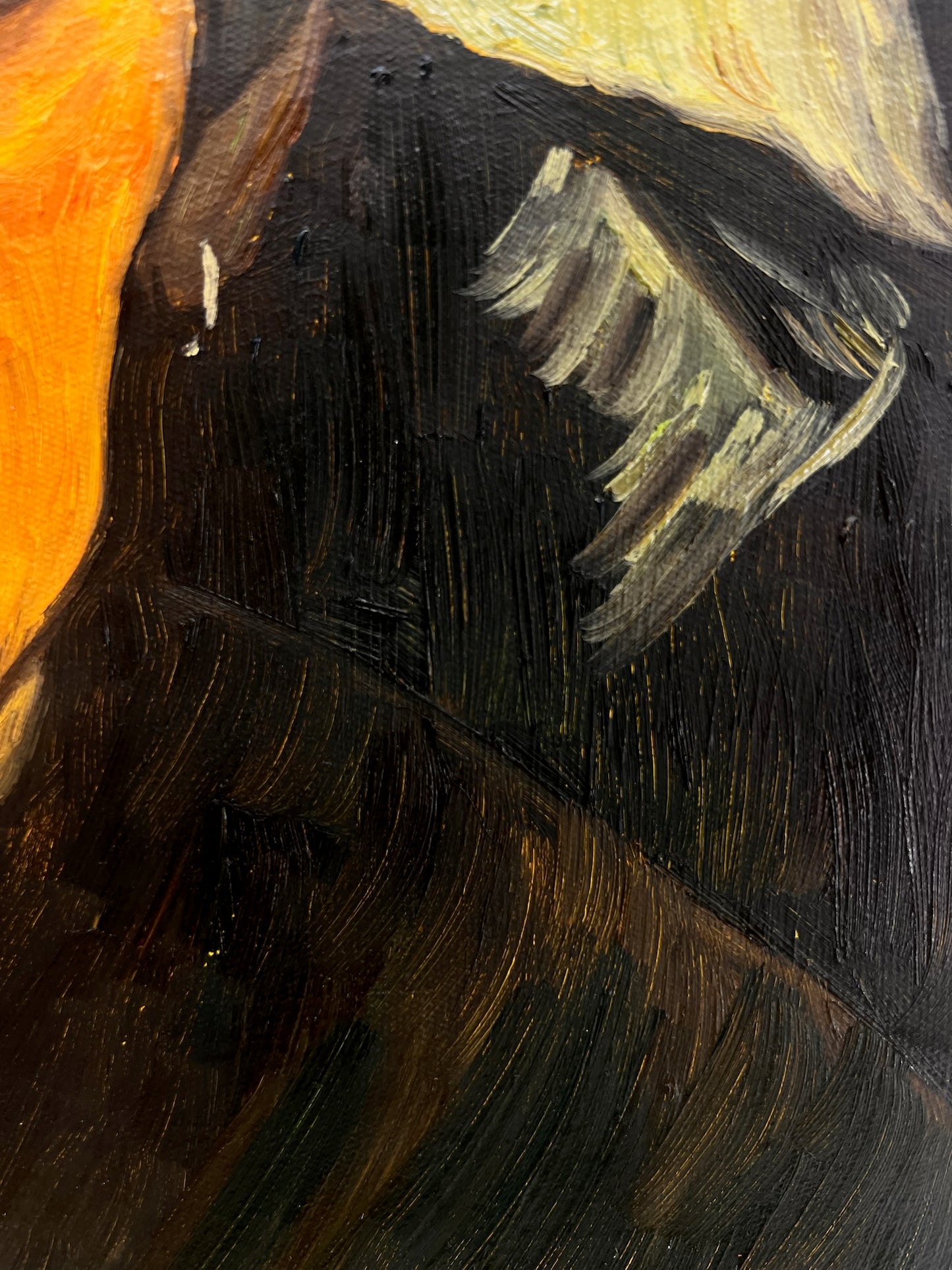 Cabeza de mujer (según Vincent van Gogh) – Pintura al óleo pintada a mano sobre lienzo (42,7 × 33,5 cm)