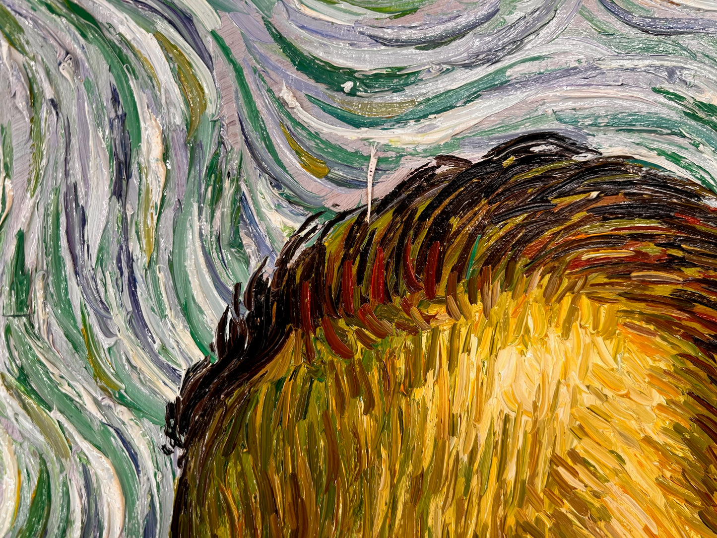 Autorretrato – Pintura al óleo postimpresionista pintada a mano sobre lienzo (65 × 54 cm)