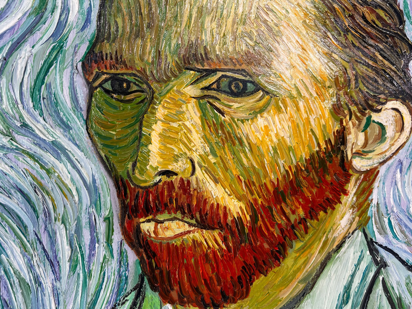 Autorretrato – Pintura al óleo postimpresionista pintada a mano sobre lienzo (65 × 54 cm)