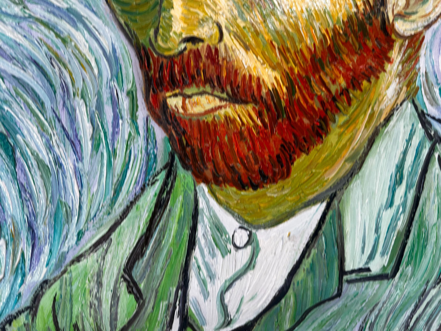 Autorretrato – Pintura al óleo postimpresionista pintada a mano sobre lienzo (65 × 54 cm)