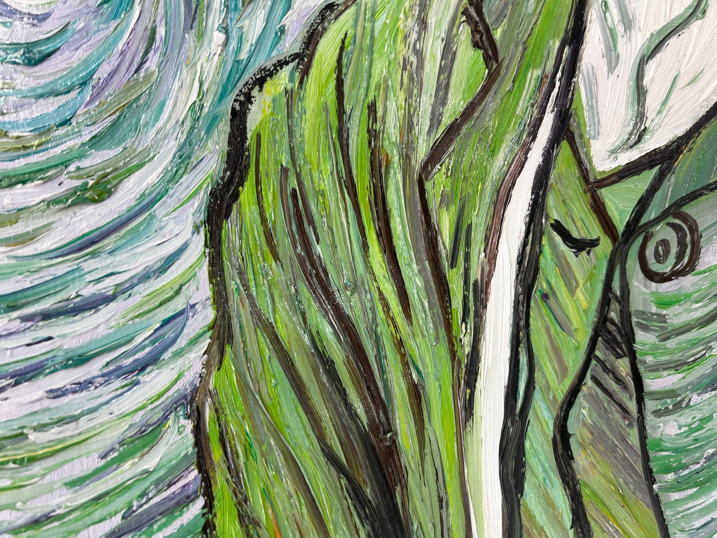 Autorretrato – Pintura al óleo postimpresionista pintada a mano sobre lienzo (65 × 54 cm)