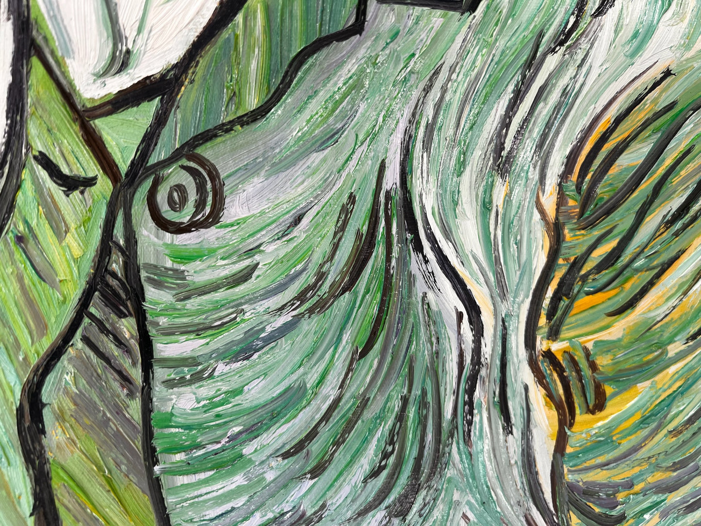 Autorretrato – Pintura al óleo postimpresionista pintada a mano sobre lienzo (65 × 54 cm)