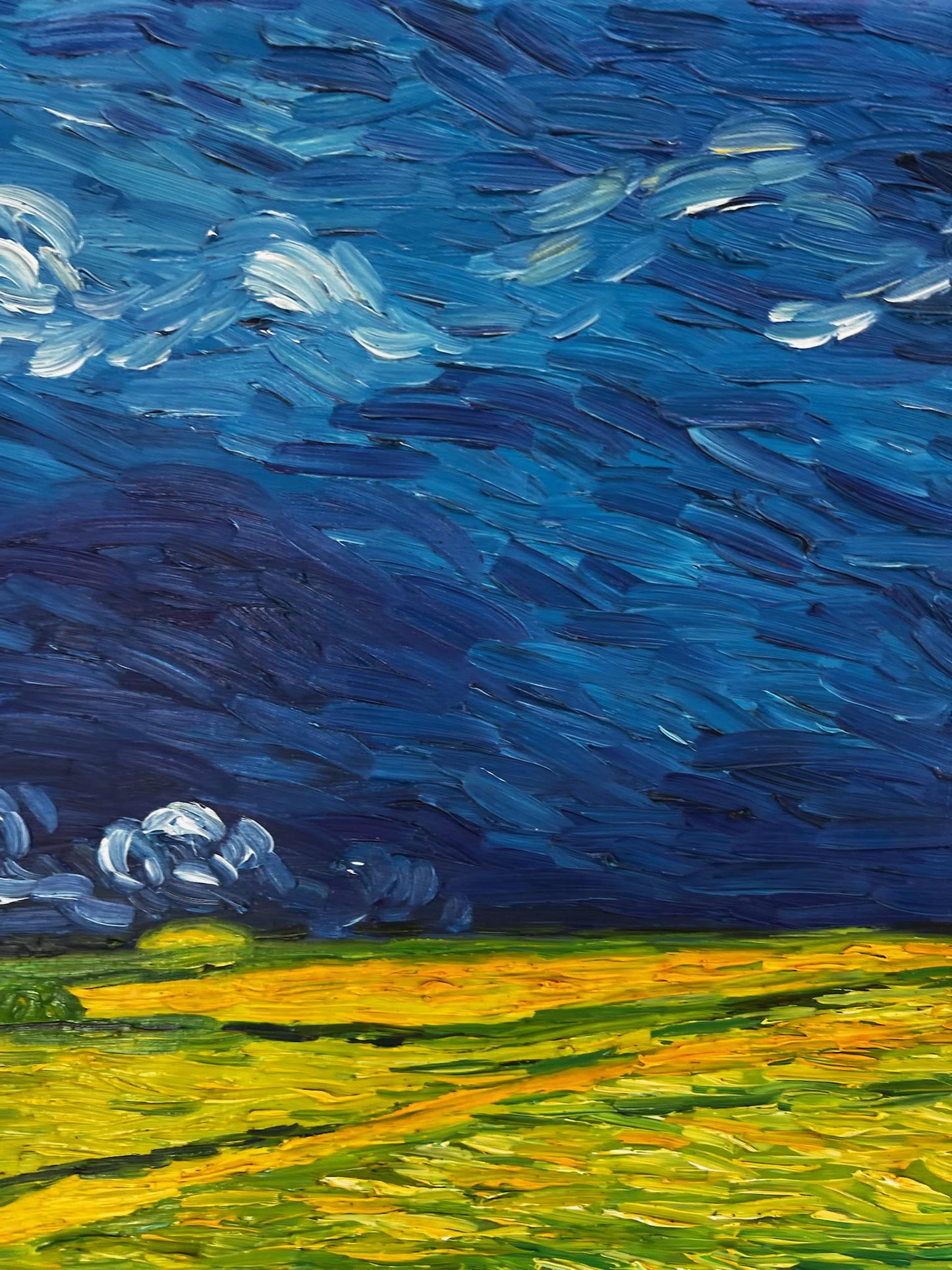 Pintura al óleo postimpresionista de Van Gogh Campo de trigo bajo cielos amenazantes: pintura al óleo pintada a mano