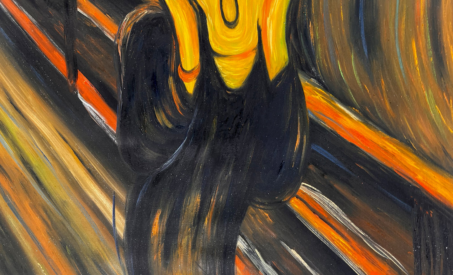 El Grito (de Edvard Munch) – Pintura al óleo expresionista pintada a mano sobre lienzo (entregada enrollada)