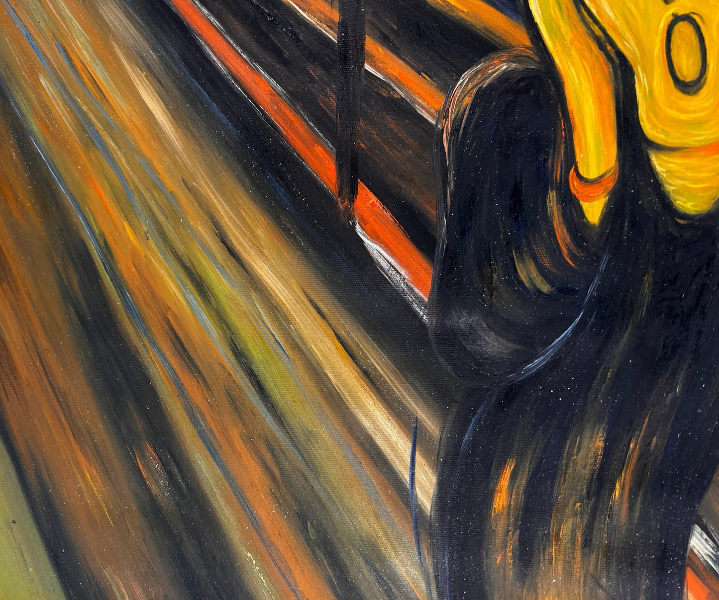 El Grito (de Edvard Munch) – Pintura al óleo expresionista pintada a mano sobre lienzo (entregada enrollada)