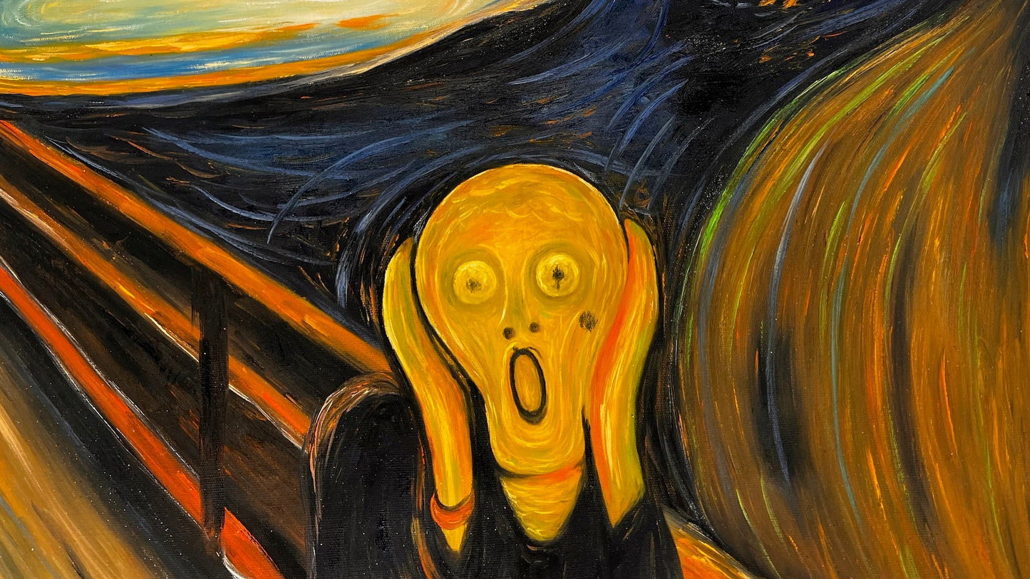 El Grito (de Edvard Munch) – Pintura al óleo expresionista pintada a mano sobre lienzo (entregada enrollada)