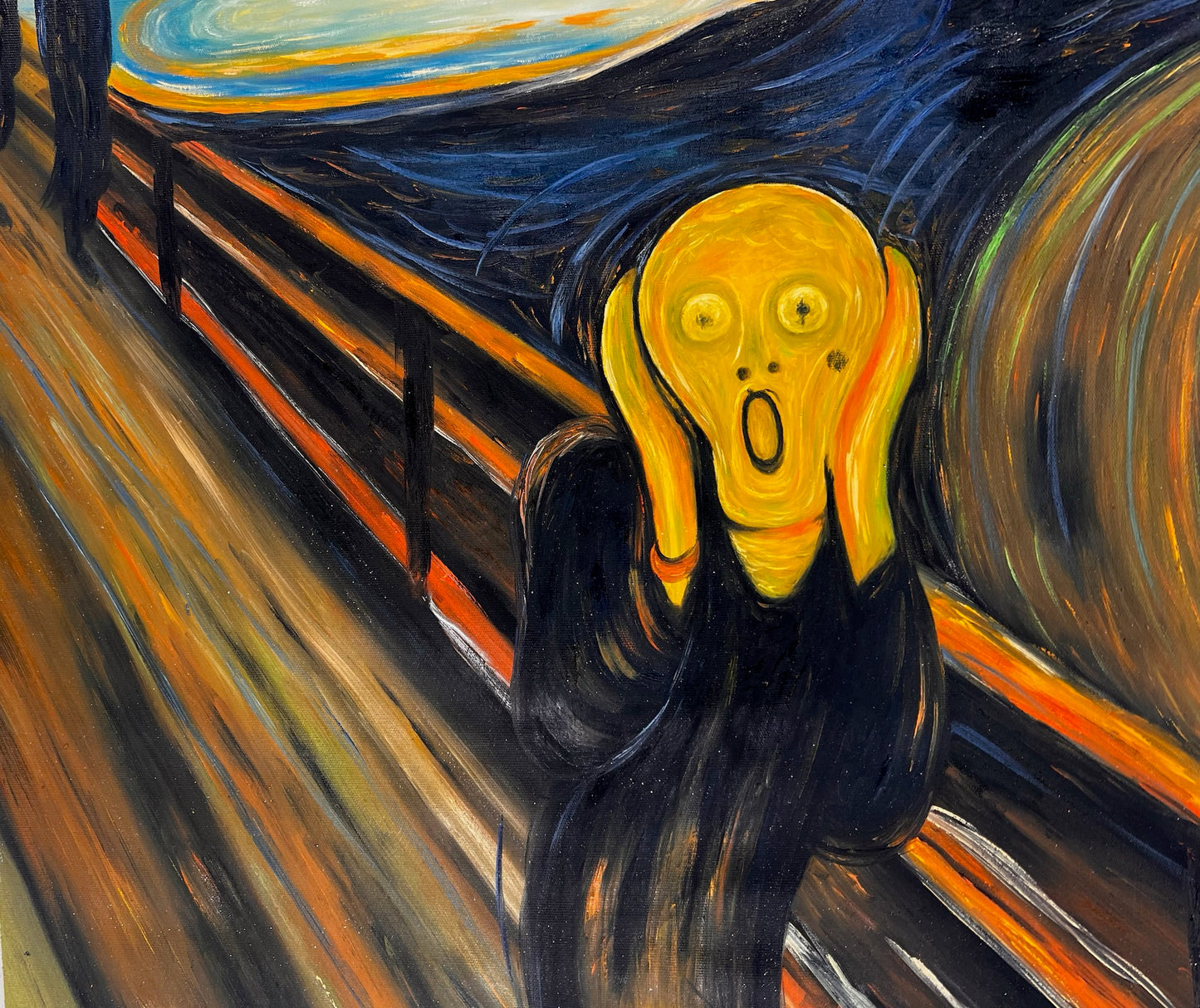 El Grito (de Edvard Munch) – Pintura al óleo expresionista pintada a mano sobre lienzo (entregada enrollada)