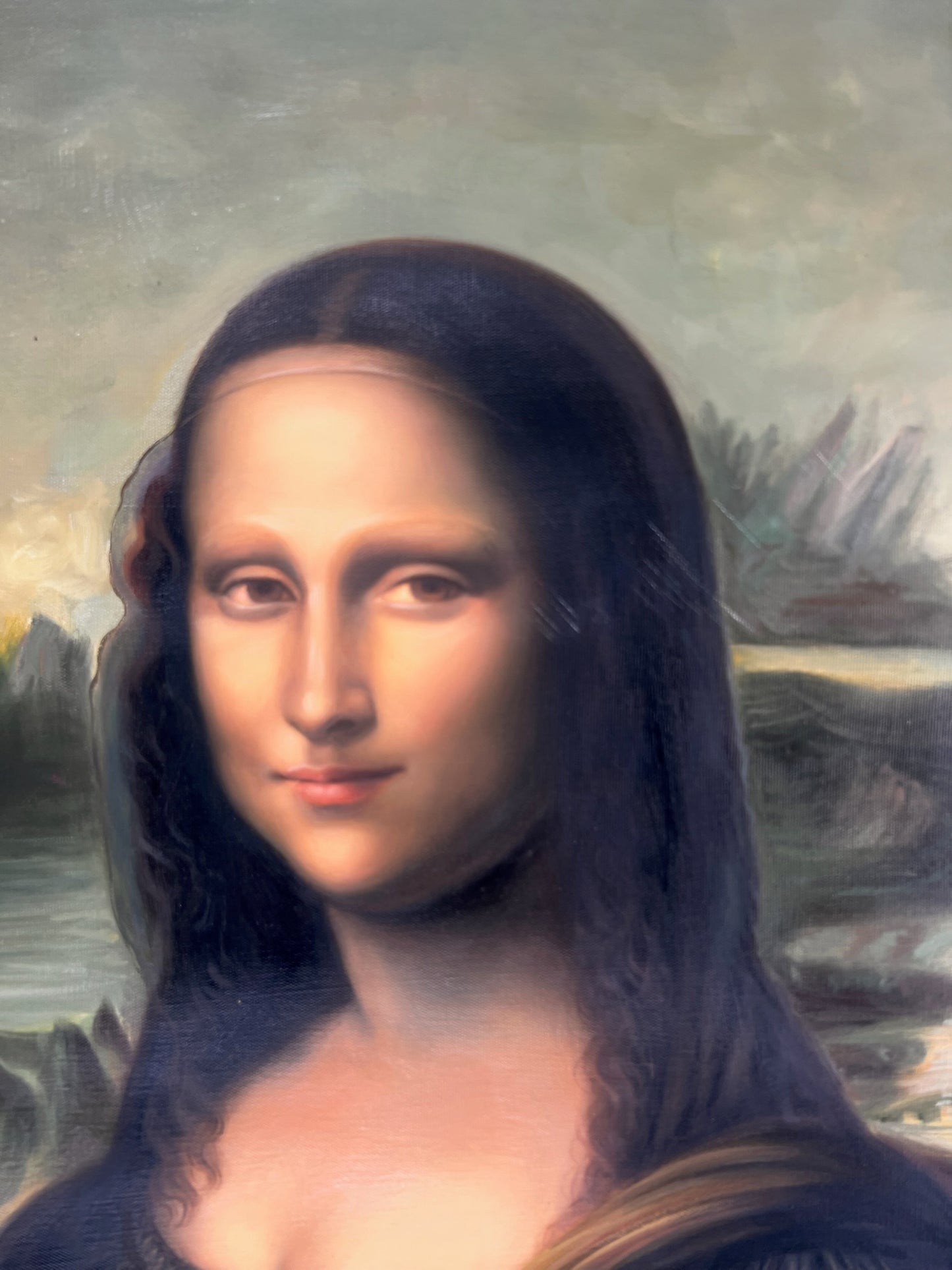 Mona Lisa – Pintura al óleo renacentista pintada a mano sobre lienzo (60 × 80 cm)