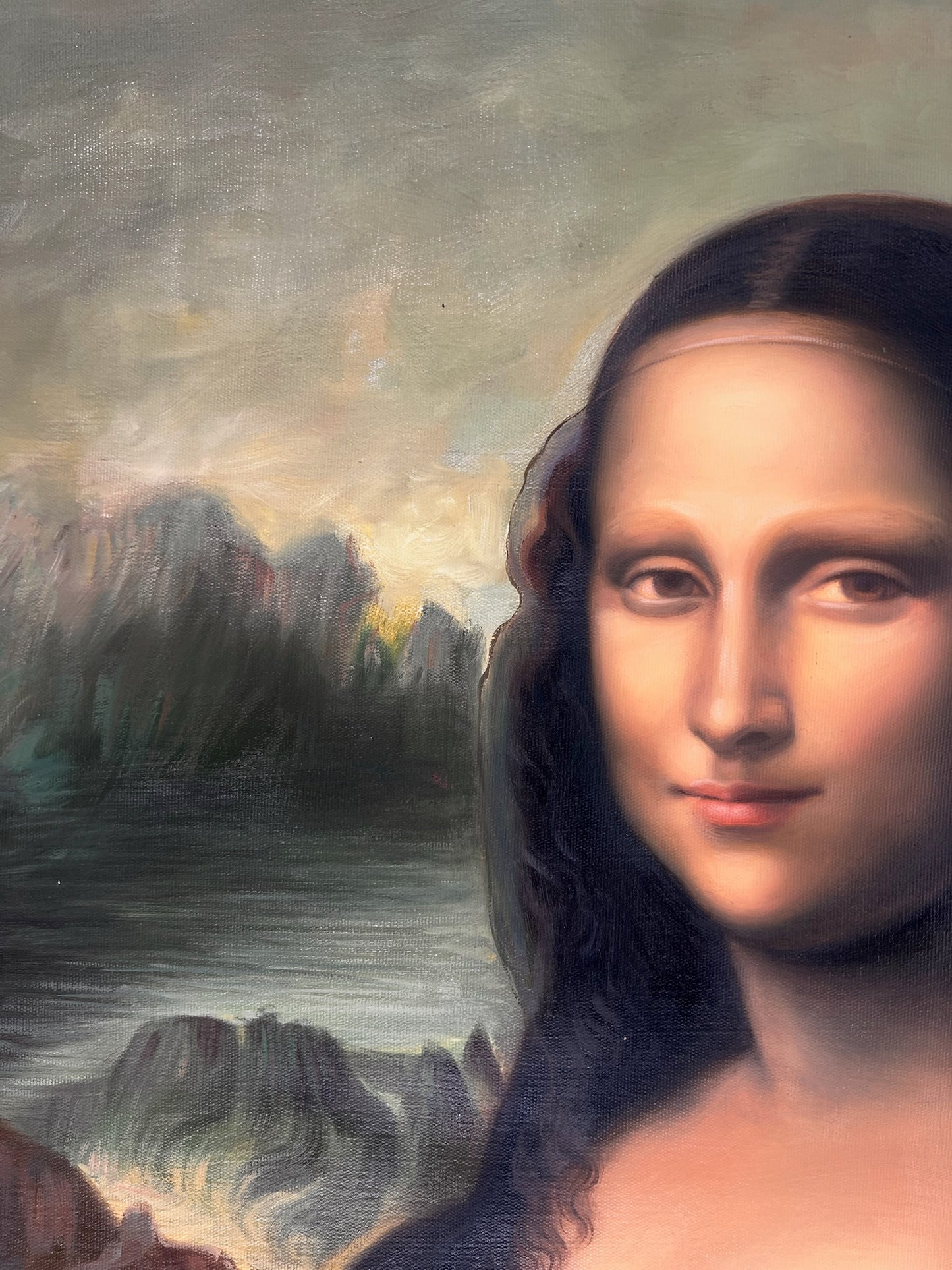 Mona Lisa – Pintura al óleo renacentista pintada a mano sobre lienzo (60 × 80 cm)