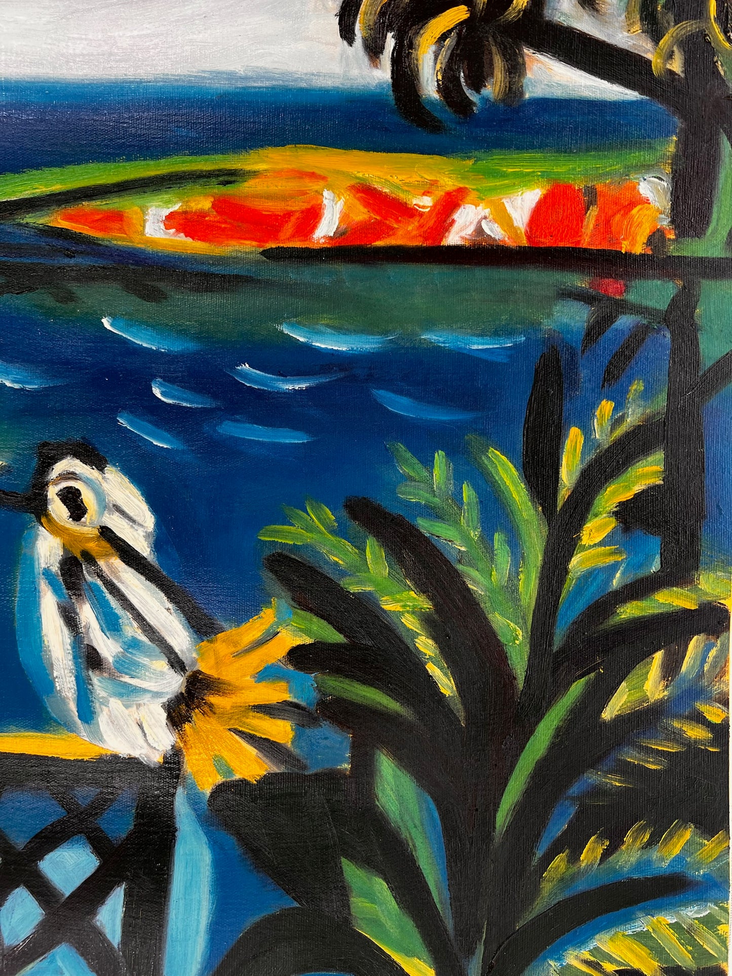 Côte d’Azur – Pintura al óleo cubista pintada a mano sobre lienzo (60 × 80 cm)