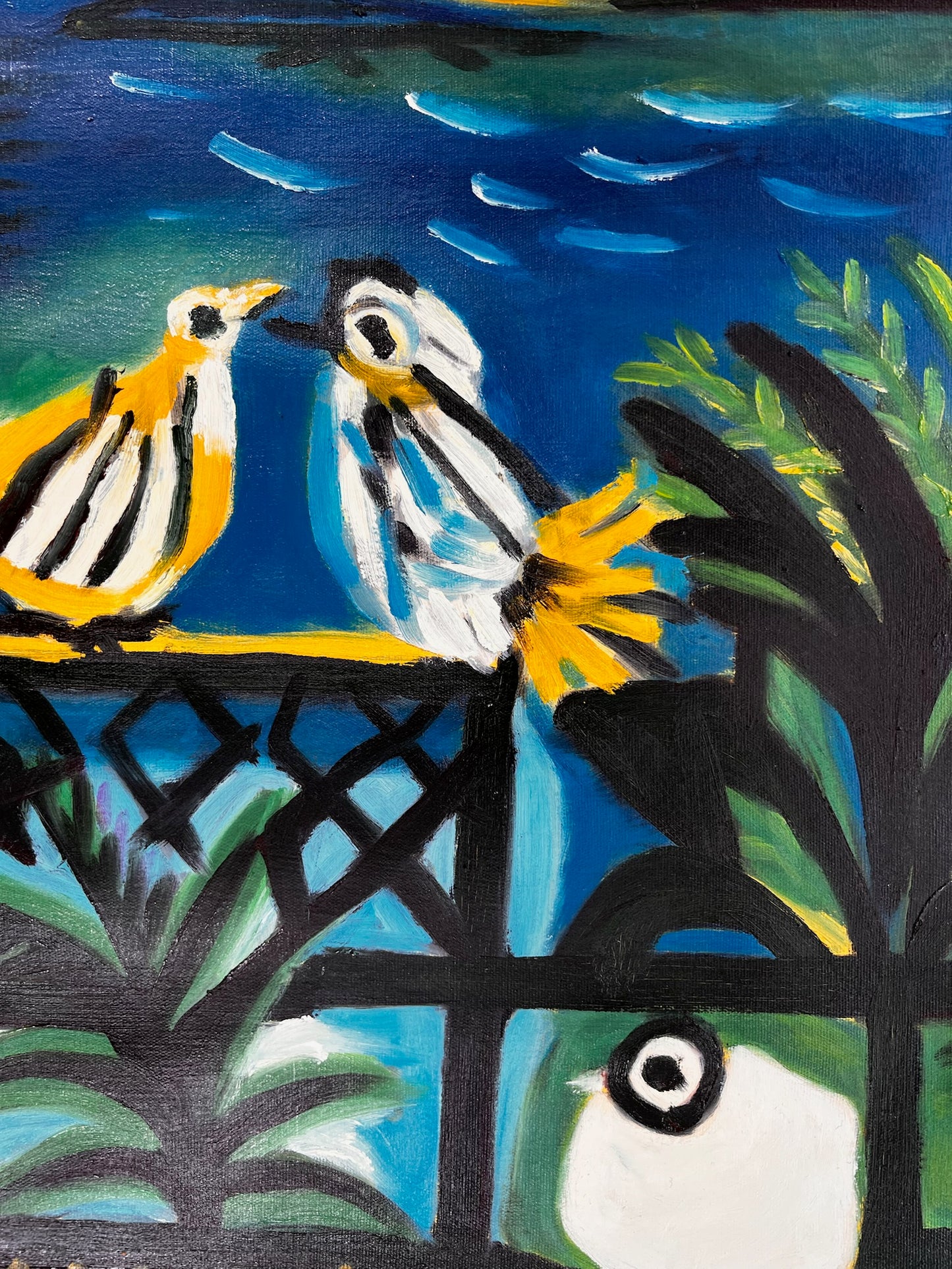 Côte d’Azur – Pintura al óleo cubista pintada a mano sobre lienzo (60 × 80 cm)