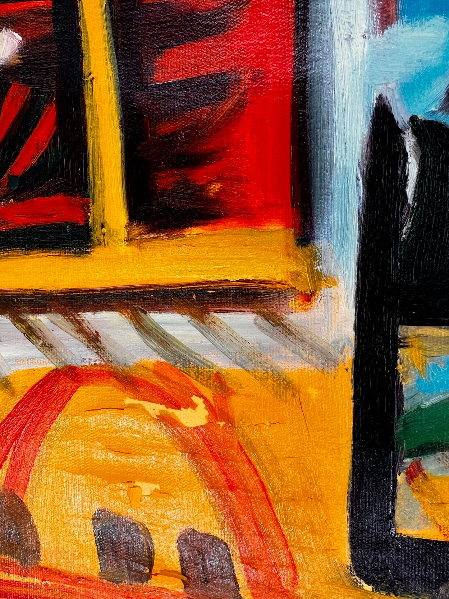Côte d’Azur – Pintura al óleo cubista pintada a mano sobre lienzo (60 × 80 cm)