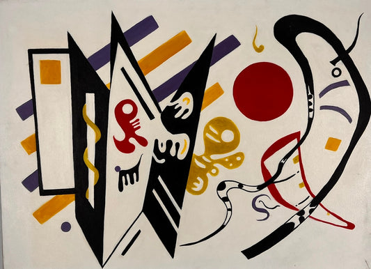 Composición abstracta WK 819 (según Wassily Kandinsky) – Pintura moderna abstracta al óleo sobre lienzo (60 × 80 cm, enmarcada)